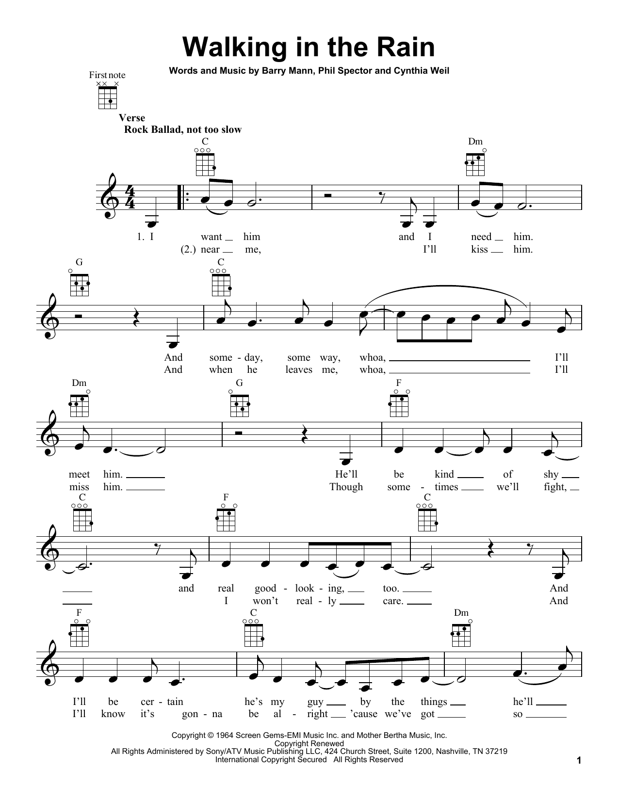 Walking In The Rain (Ukulele) von Carole King