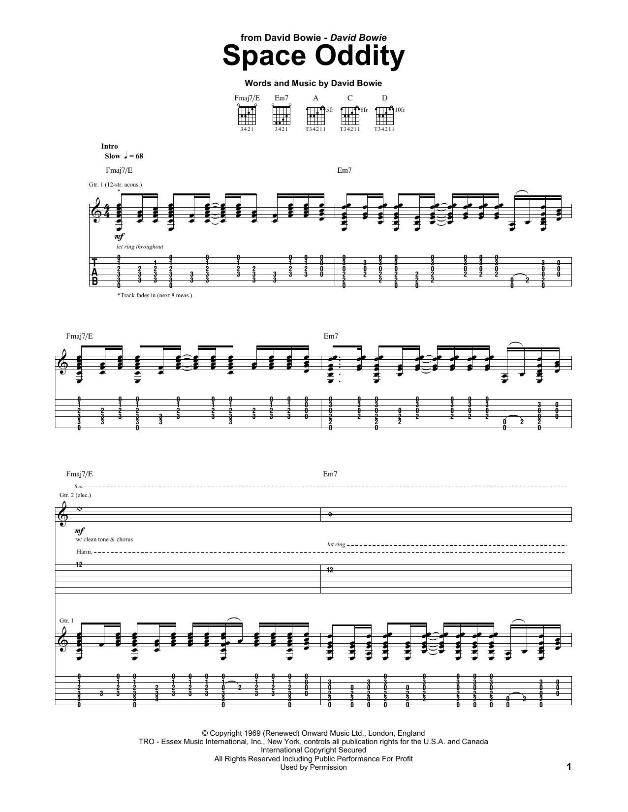 Space Oddity (Guitar Tab) von David Bowie