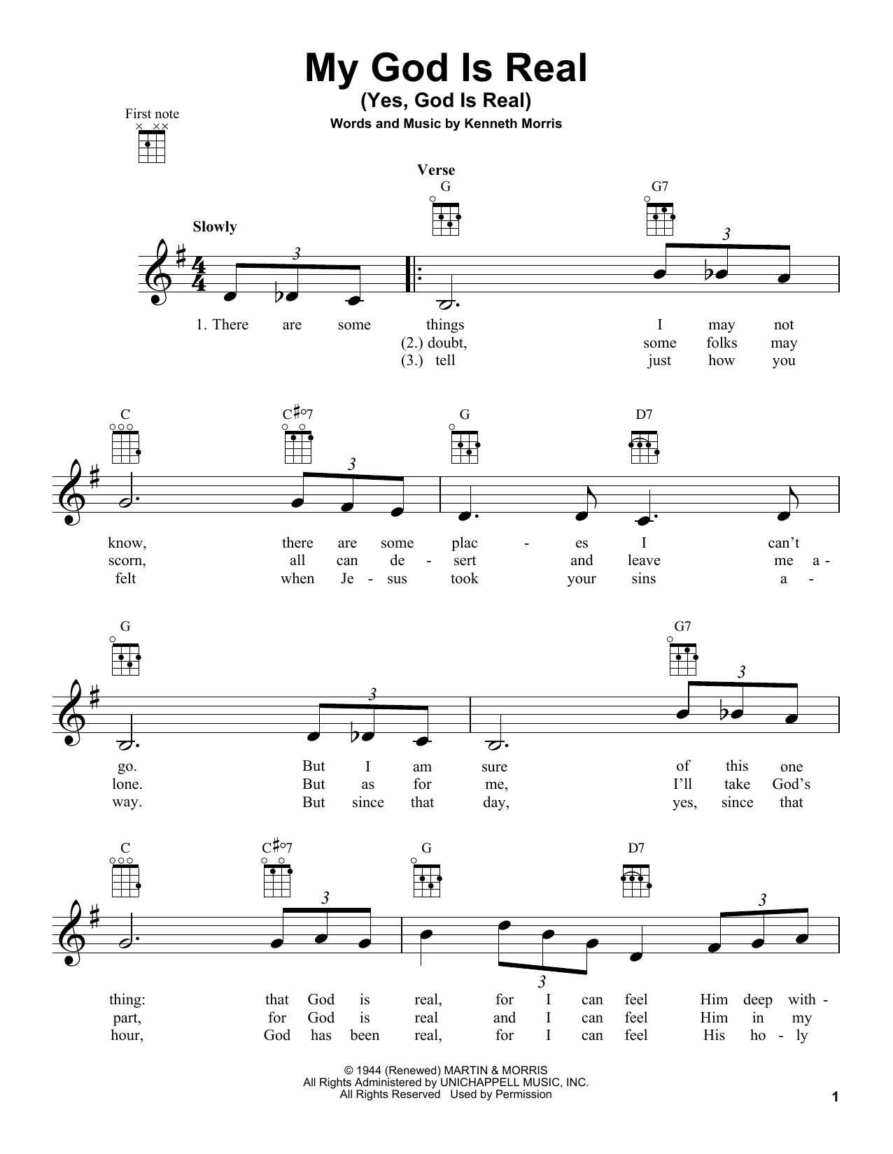 My God Is Real (Yes, God Is Real) (Ukulele) von Kenneth Morris