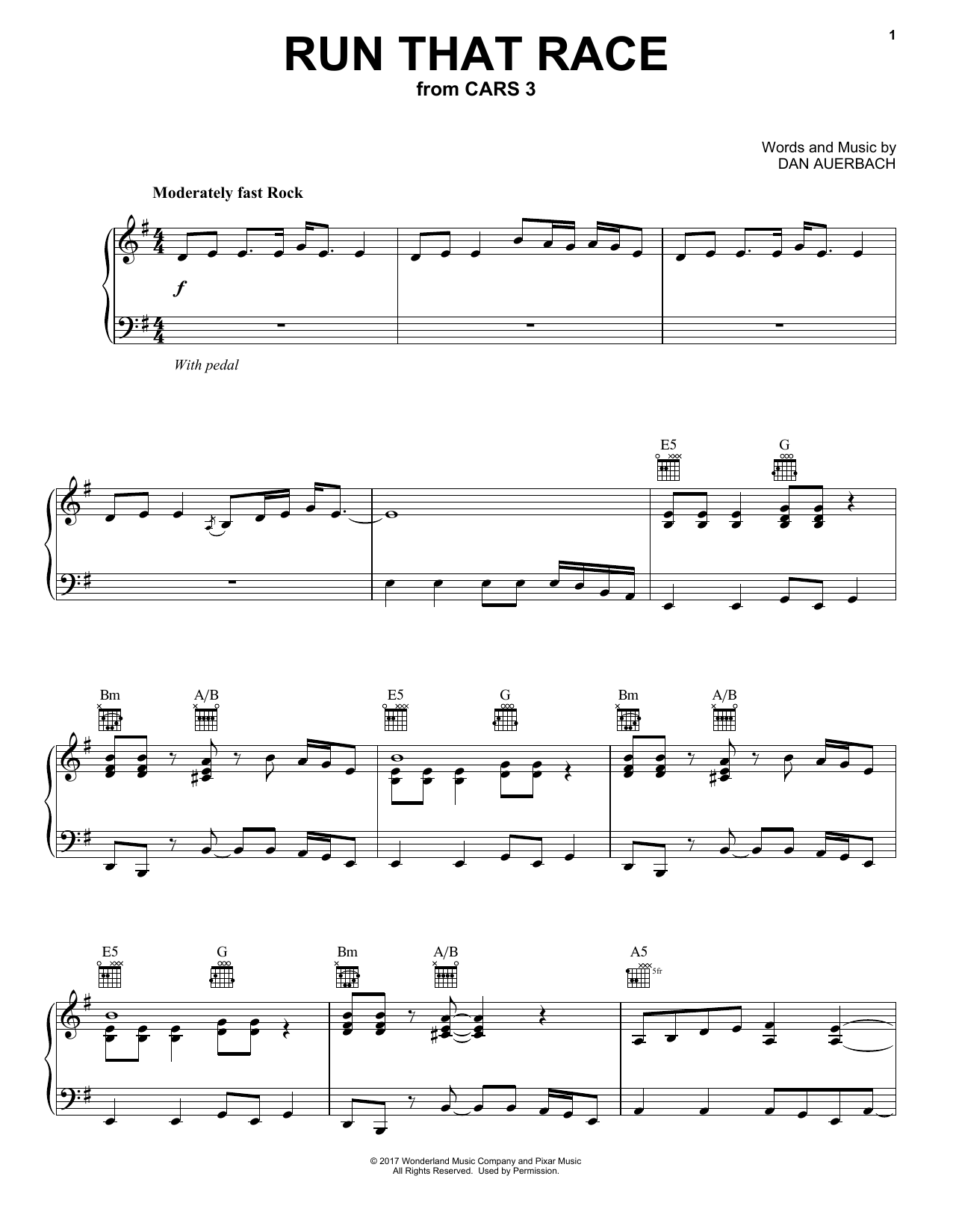 Run That Race (Piano, Vocal & Guitar Chords (Right-Hand Melody)) von Dan Auerbach