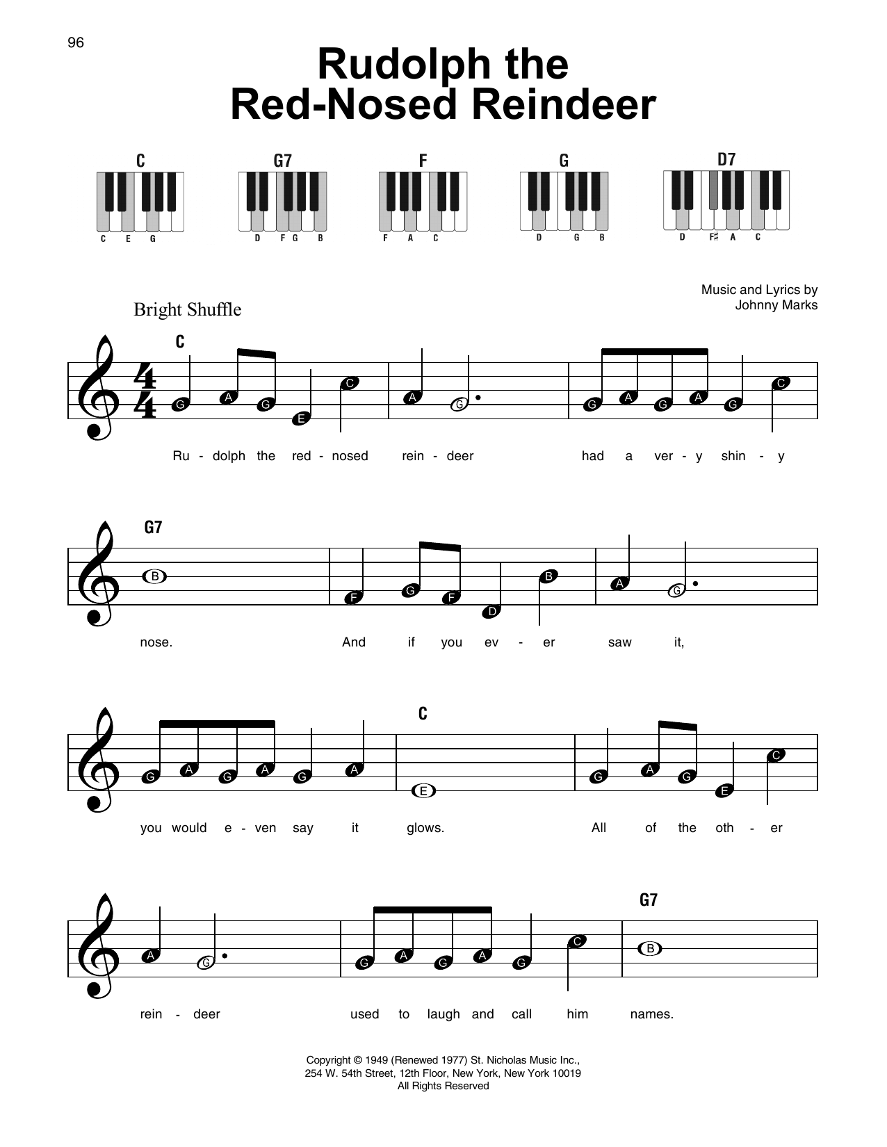 Rudolph The Red-Nosed Reindeer (Super Easy Piano) von Johnny Marks