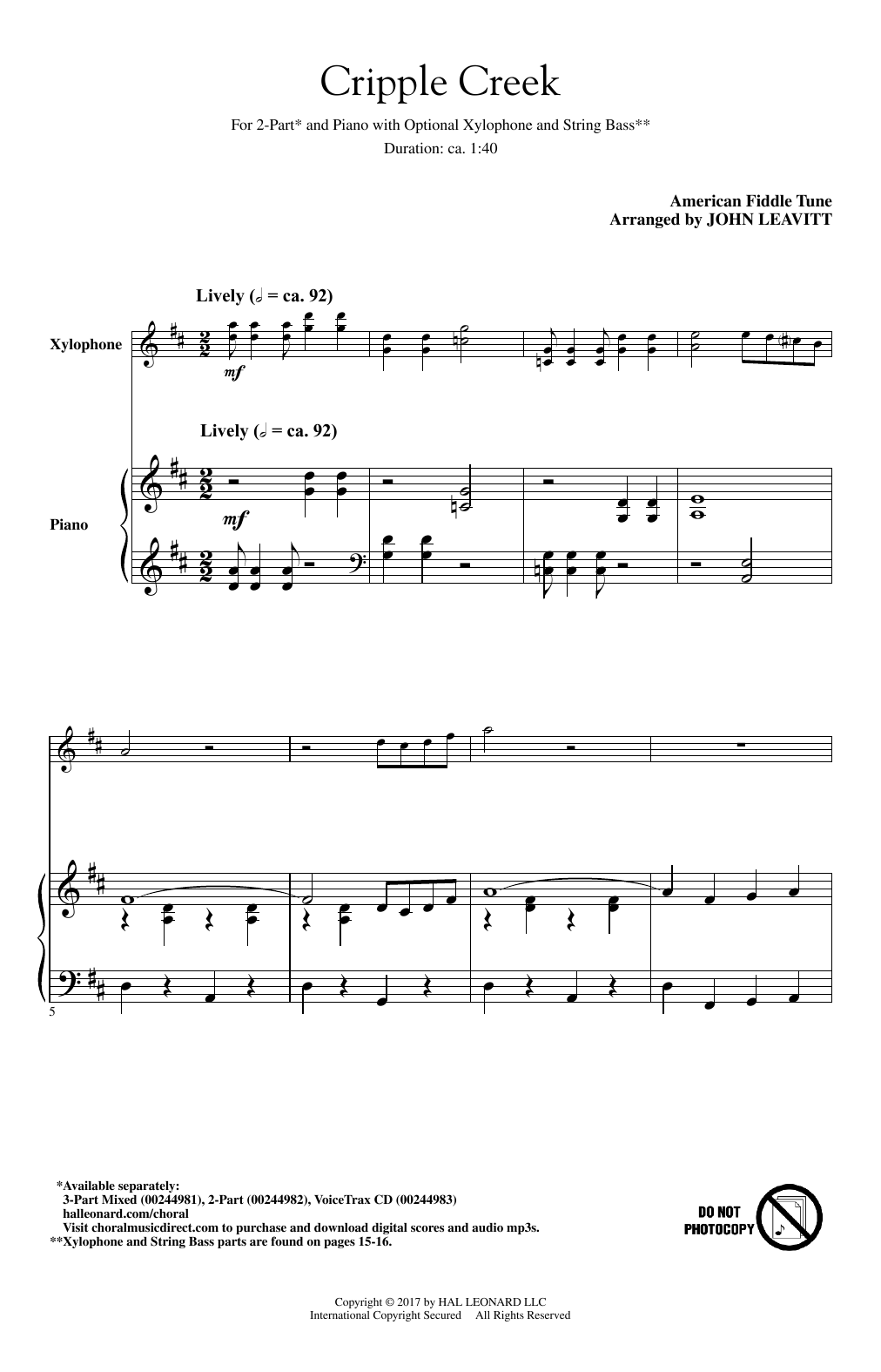 Cripple Creek (2-Part Choir) von John Leavitt
