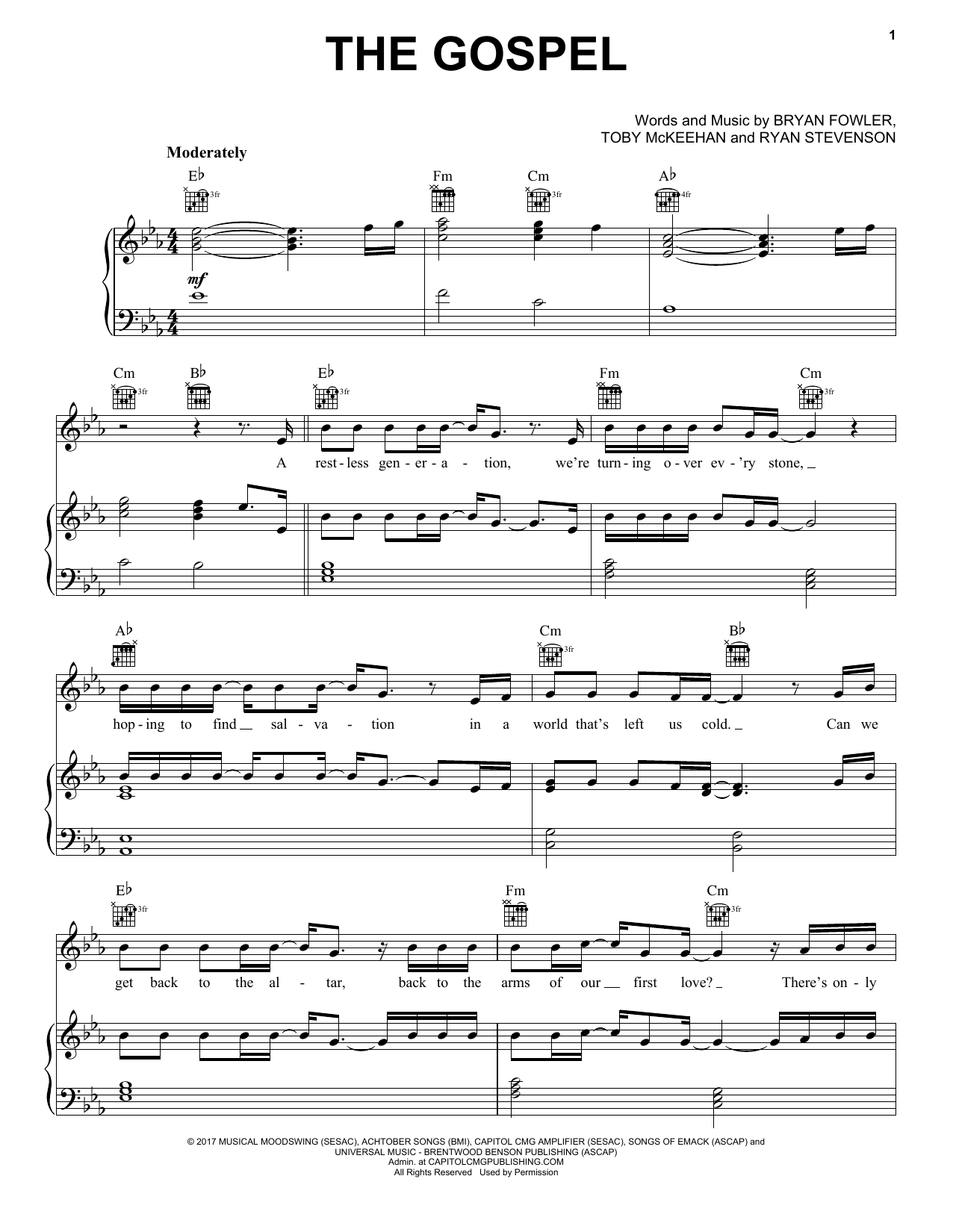 The Gospel (Piano, Vocal & Guitar Chords (Right-Hand Melody)) von Ryan Stevenson