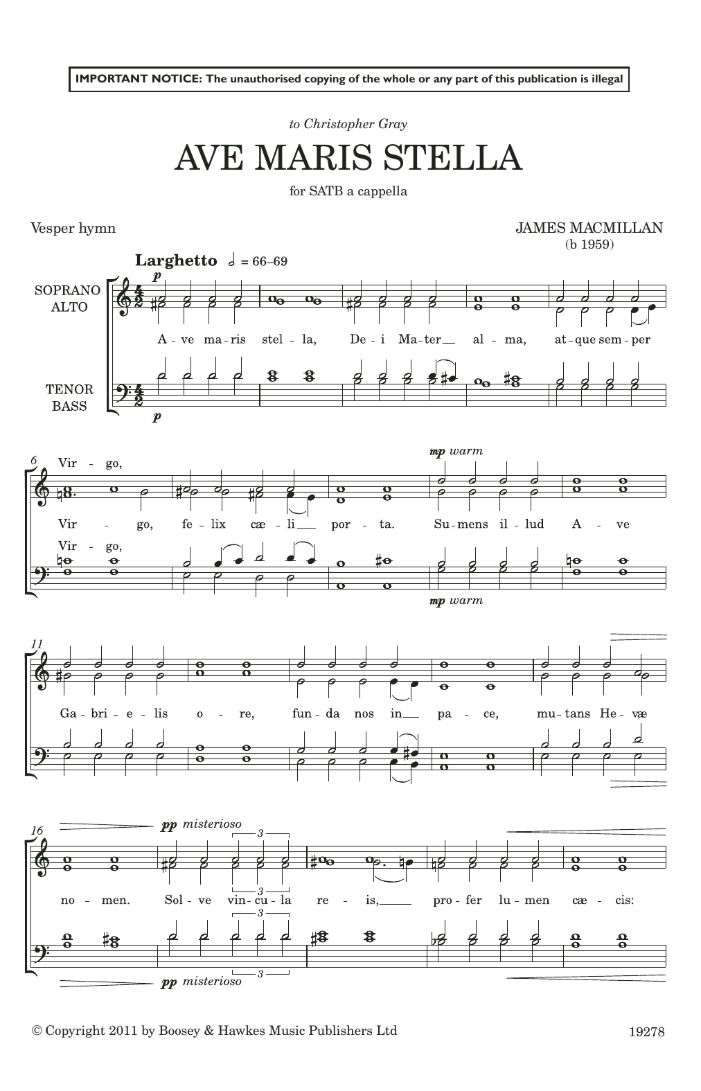 Ave Maris Stella (SATB Choir) von James MacMillan