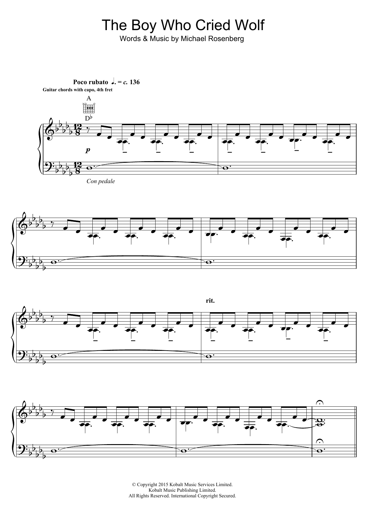 The Boy Who Cried Wolf (Piano, Vocal & Guitar Chords) von Passenger