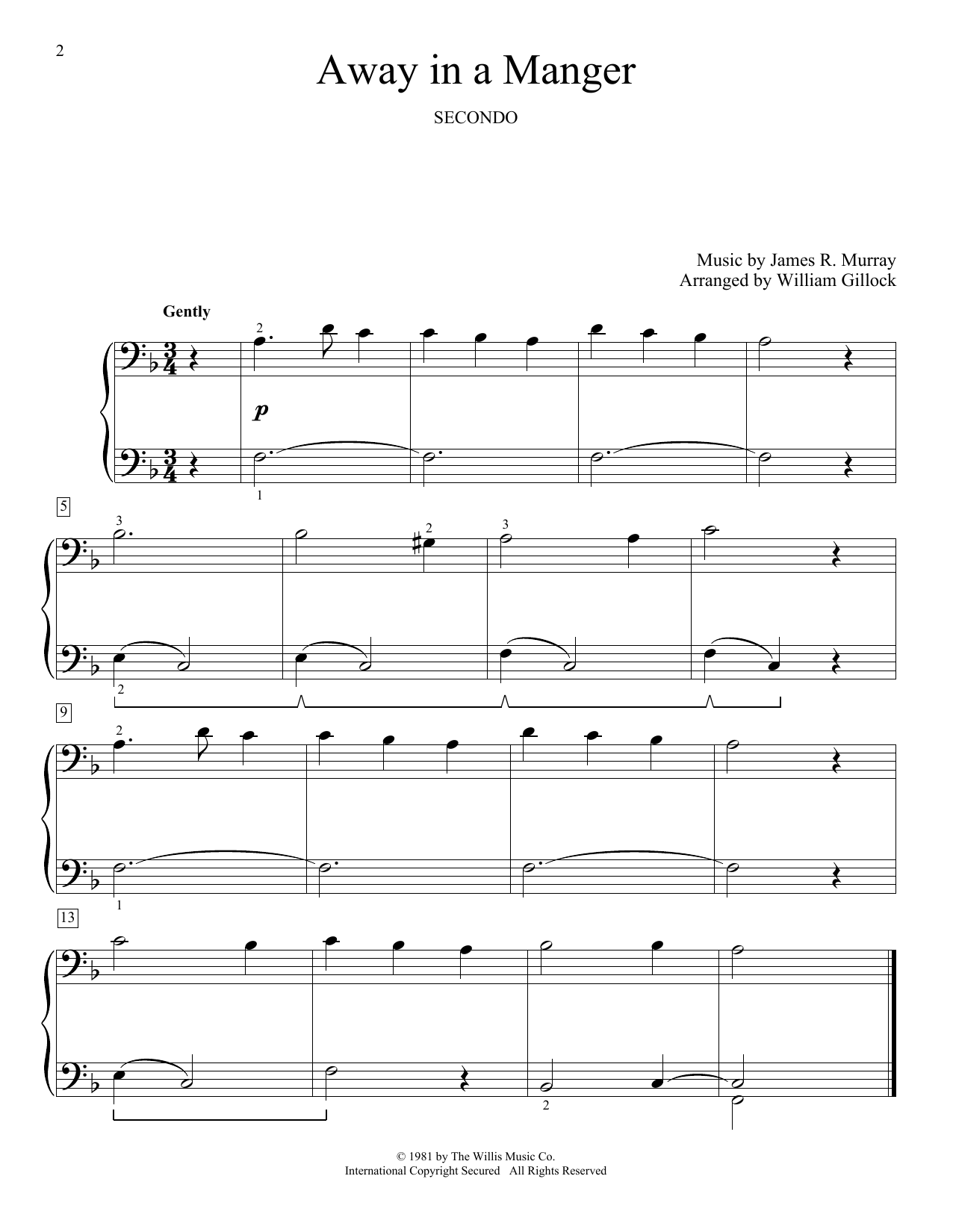 Away In A Manger (Piano Duet) von William Gillock