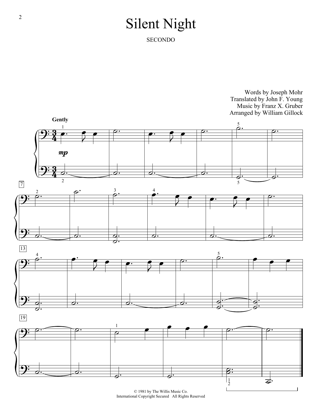 Silent Night (Piano Duet) von William Gillock