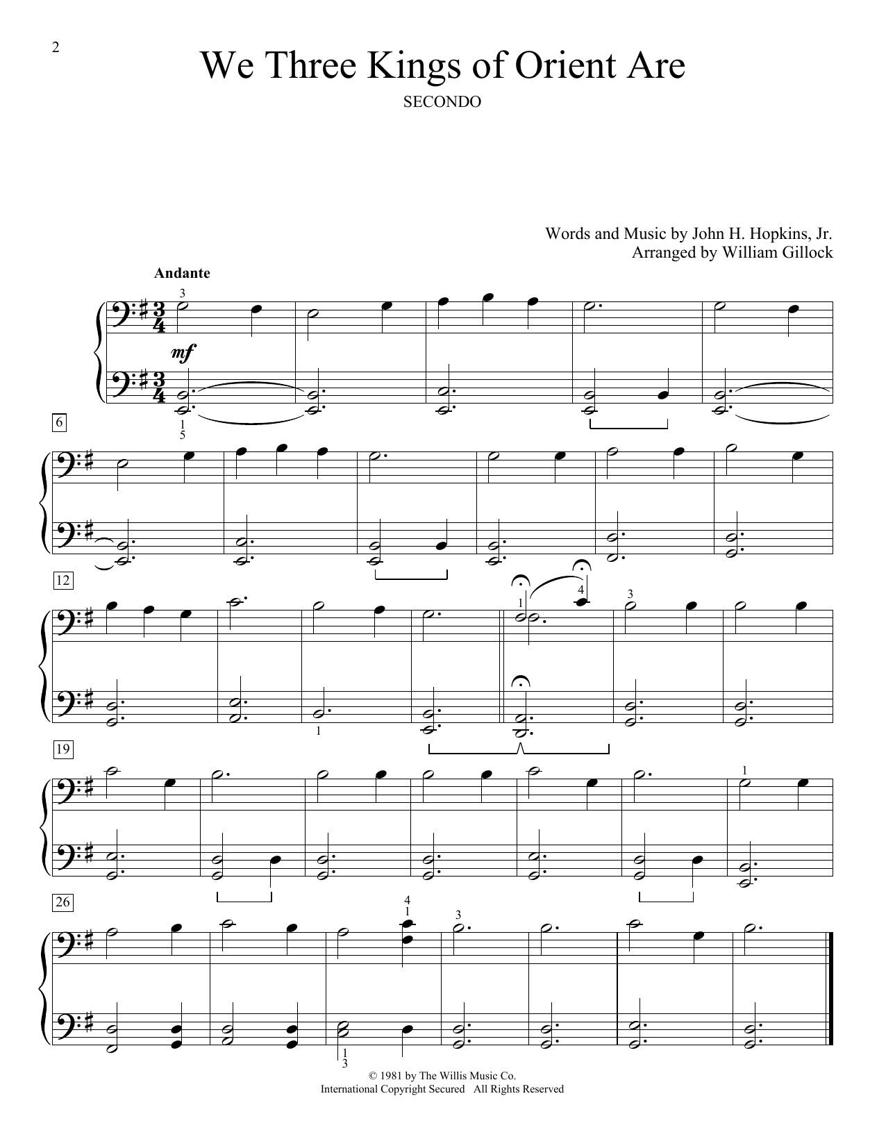 We Three Kings Of Orient Are (Piano Duet) von William Gillock