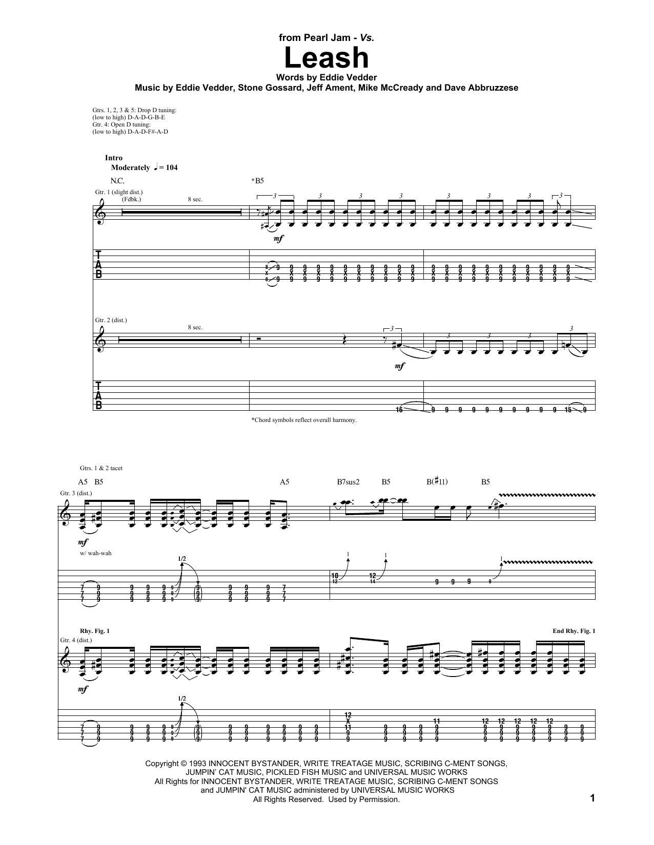 Leash (Guitar Tab) von Pearl Jam