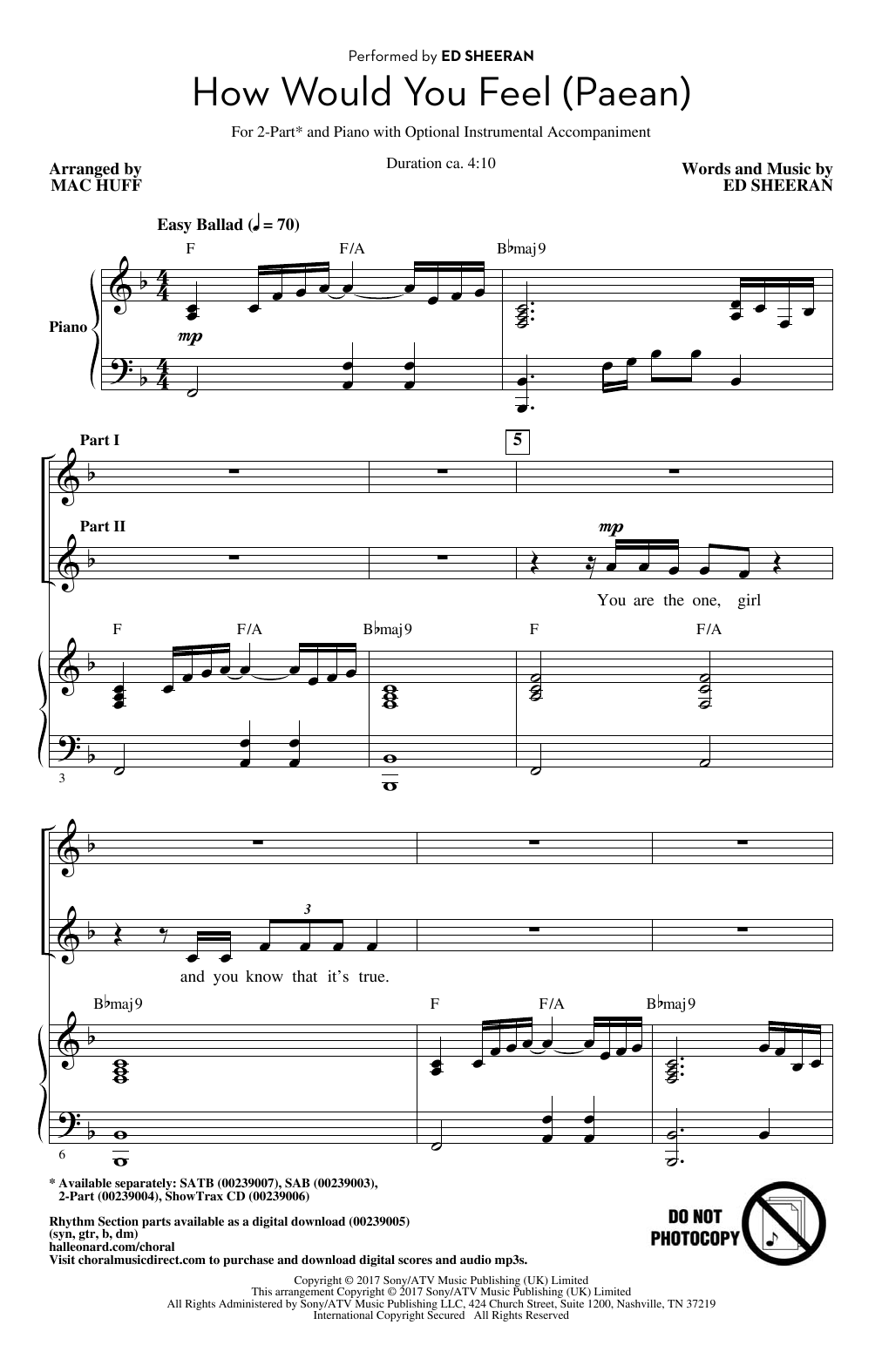 How Would You Feel (Paean) (arr. Mac Huff) (2-Part Choir) von Ed Sheeran