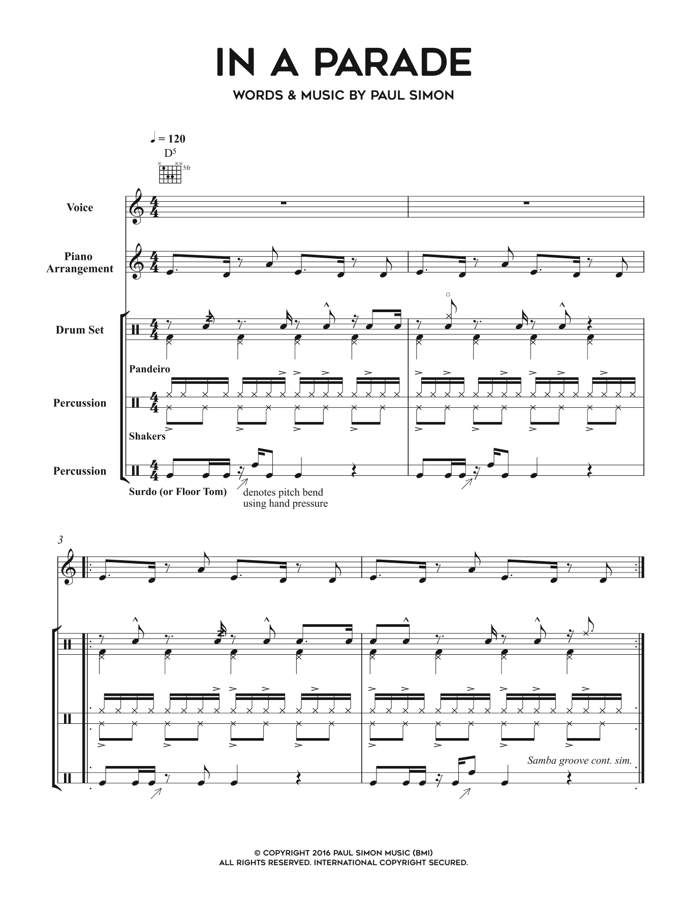 In A Parade (Piano, Vocal & Guitar Chords) von Paul Simon