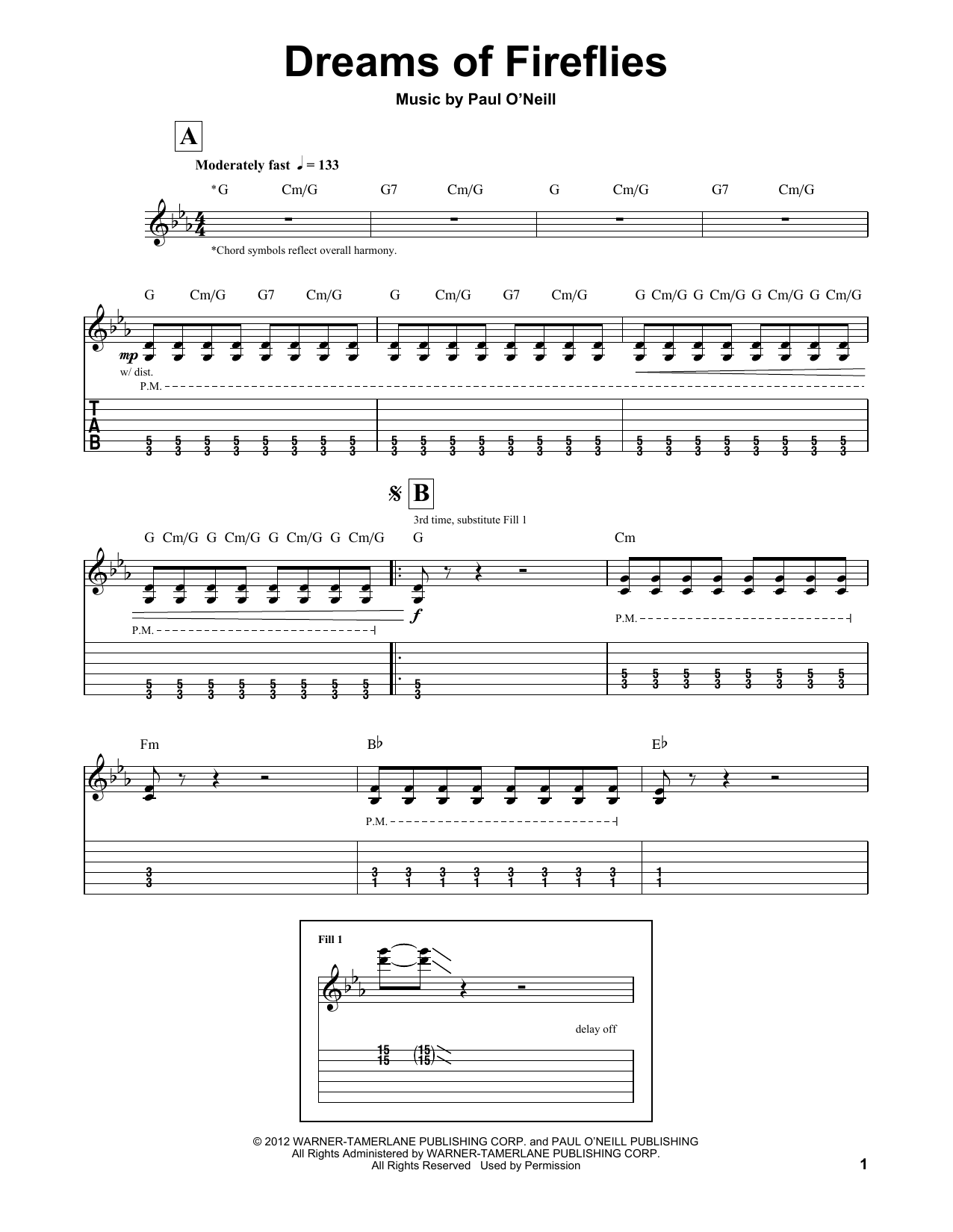 Dreams Of Fireflies (Guitar Tab (Single Guitar)) von Trans-Siberian Orchestra