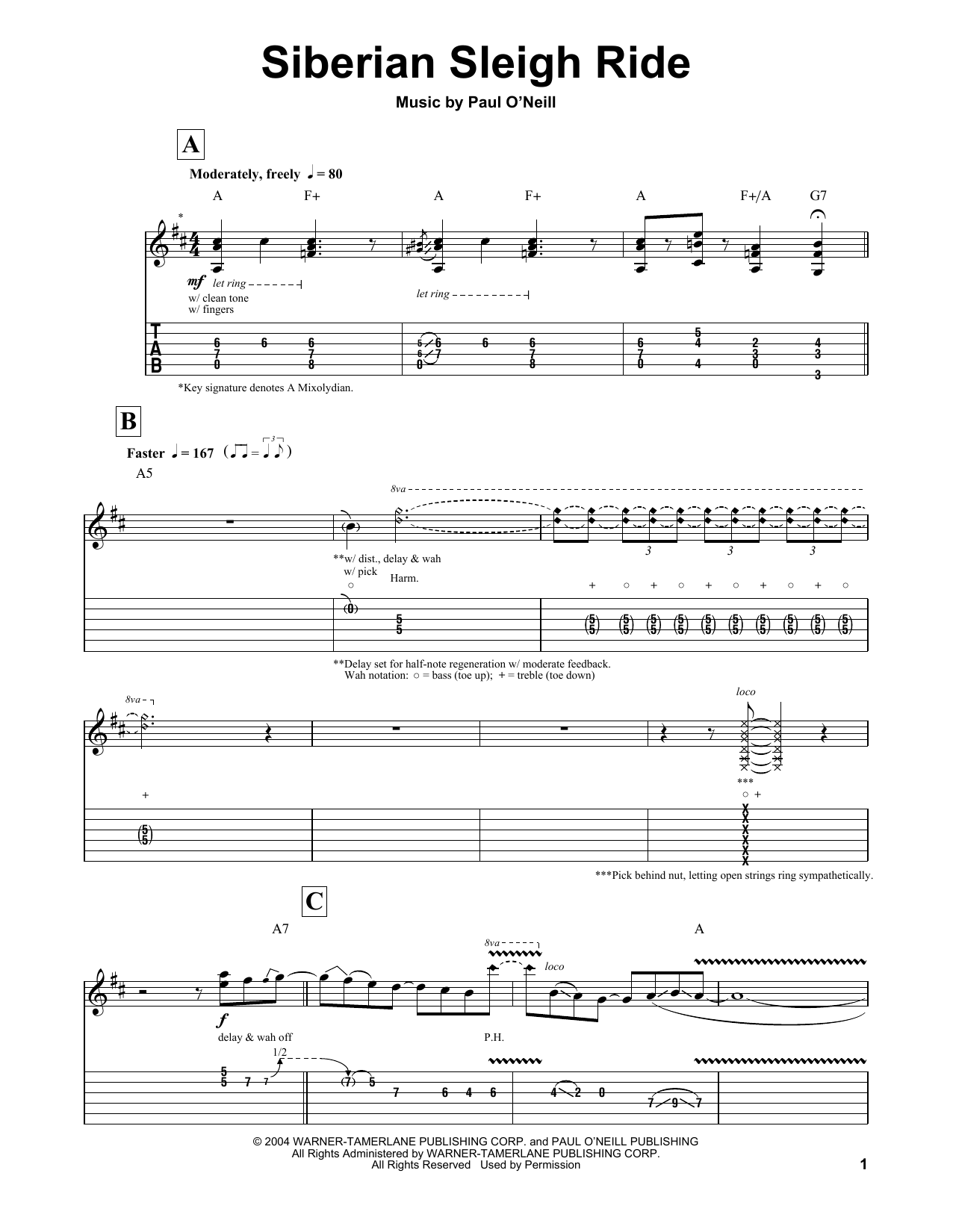 Siberian Sleigh Ride (Guitar Tab (Single Guitar)) von Trans-Siberian Orchestra