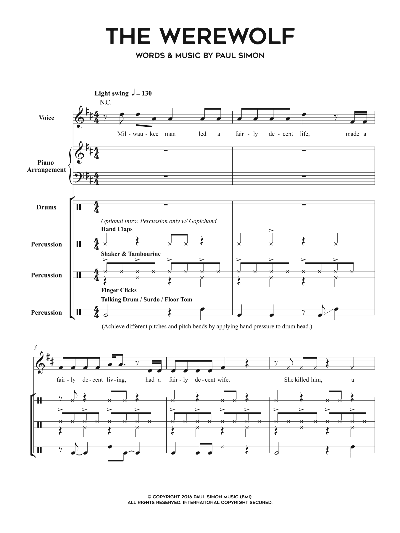 The Werewolf (Piano, Vocal & Guitar Chords) von Paul Simon