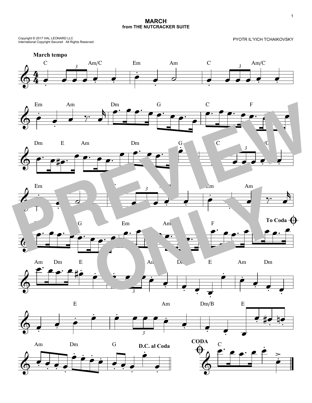 March (from The Nutcracker) (Lead Sheet / Fake Book) von Pyotr Il'yich Tchaikovsky