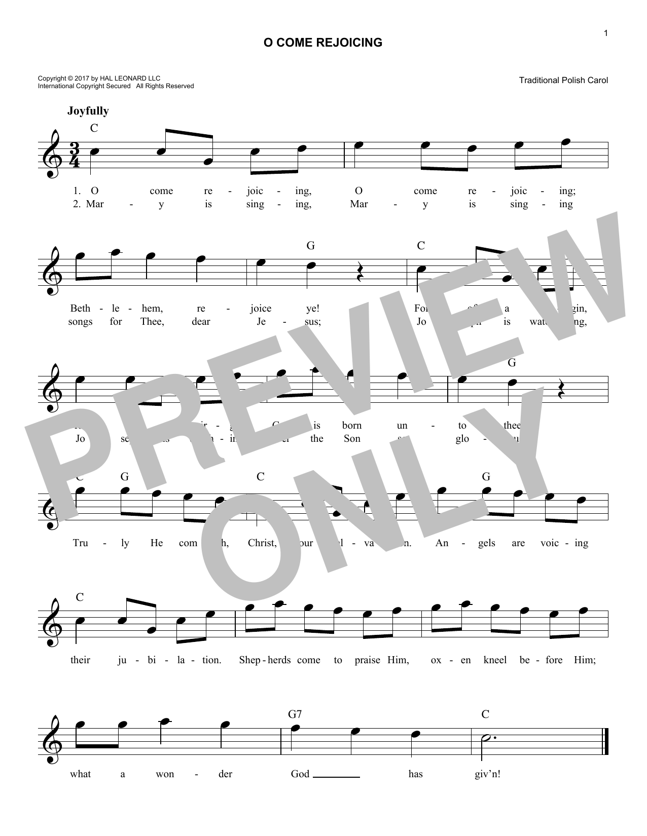 O Come Rejoicing (Lead Sheet / Fake Book) von Traditional Polish Carol