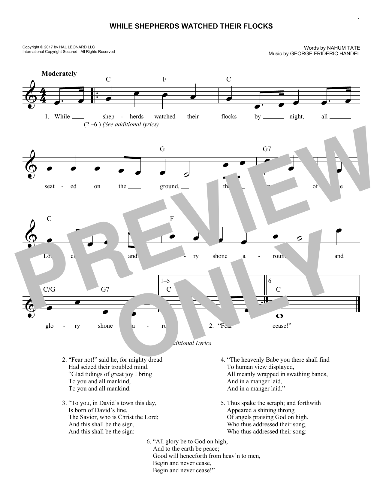 While Shepherds Watched Their Flocks (Lead Sheet / Fake Book) von George Frideric Handel