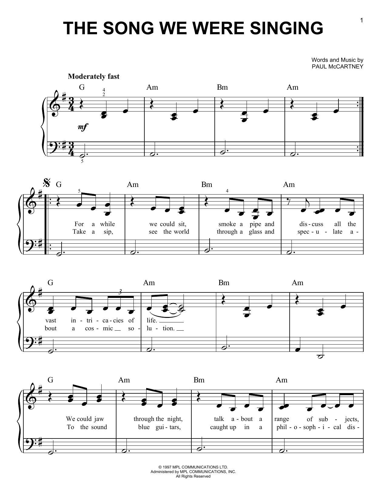 The Song We Were Singing (Easy Piano) von Paul McCartney