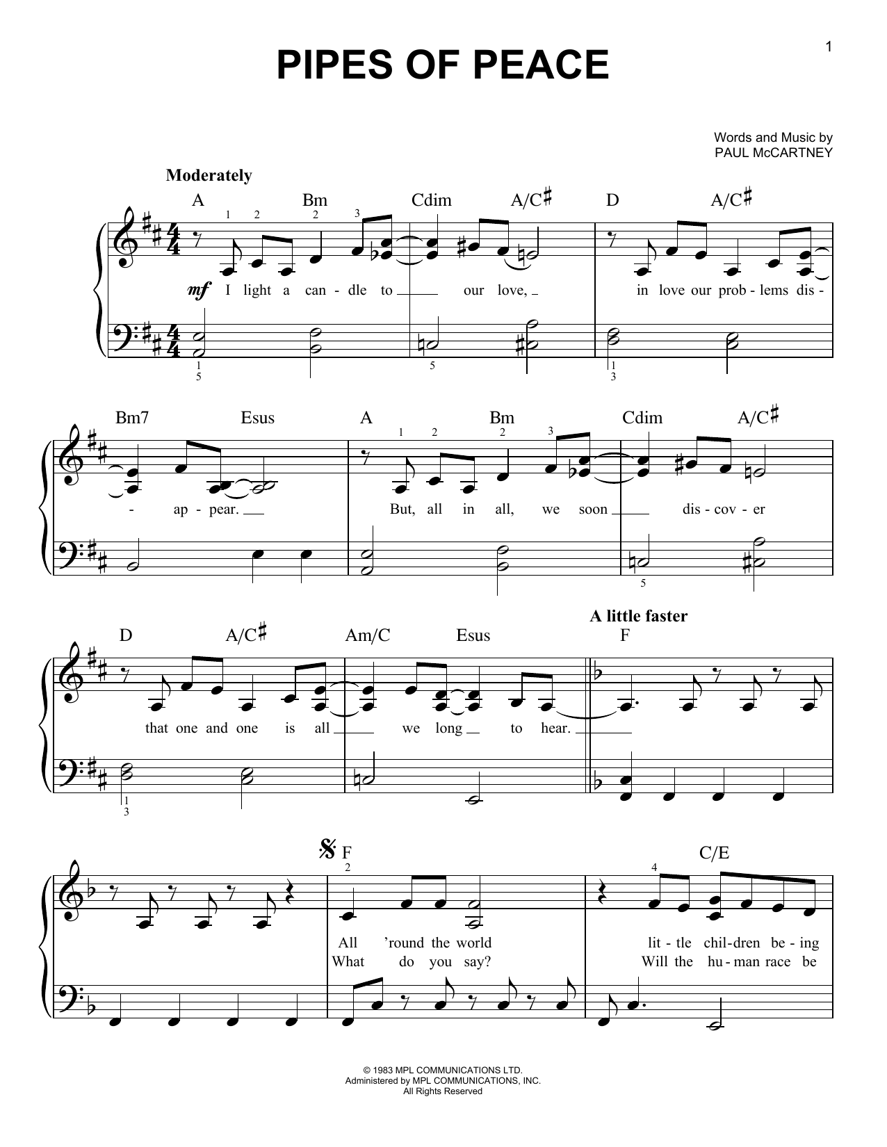 Pipes Of Peace (Easy Piano) von Paul McCartney