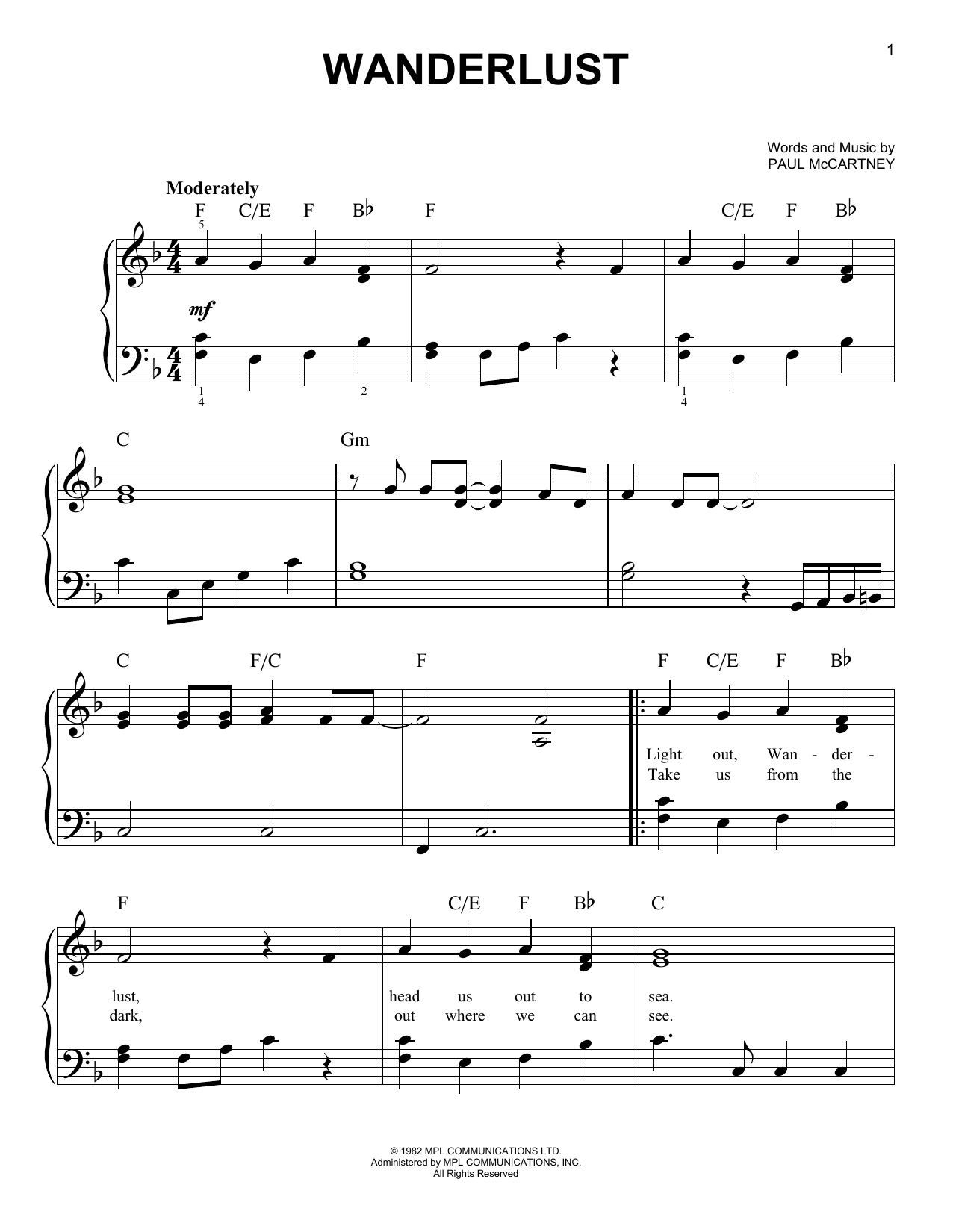 Wanderlust (Easy Piano) von Paul McCartney