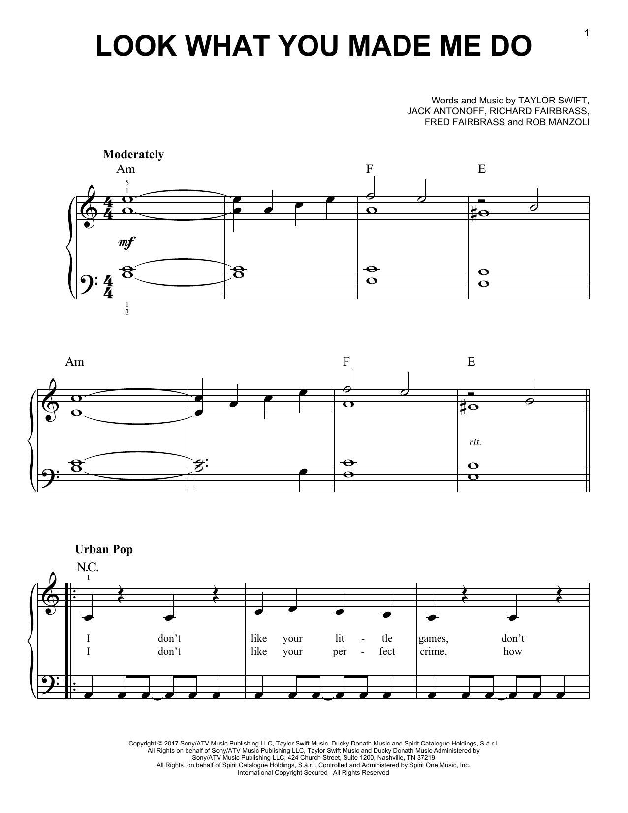 Look What You Made Me Do (Easy Piano) von Taylor Swift