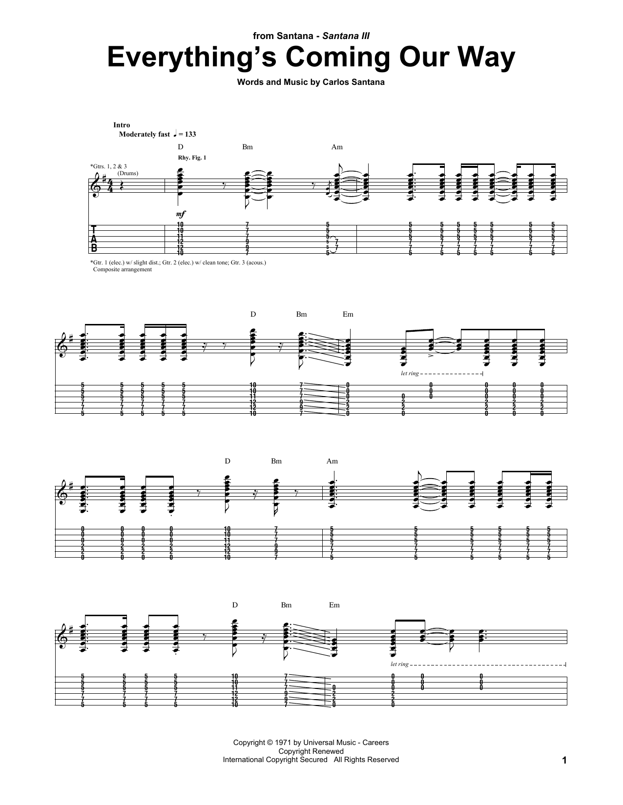 Everything's Coming Our Way (Guitar Tab) von Santana