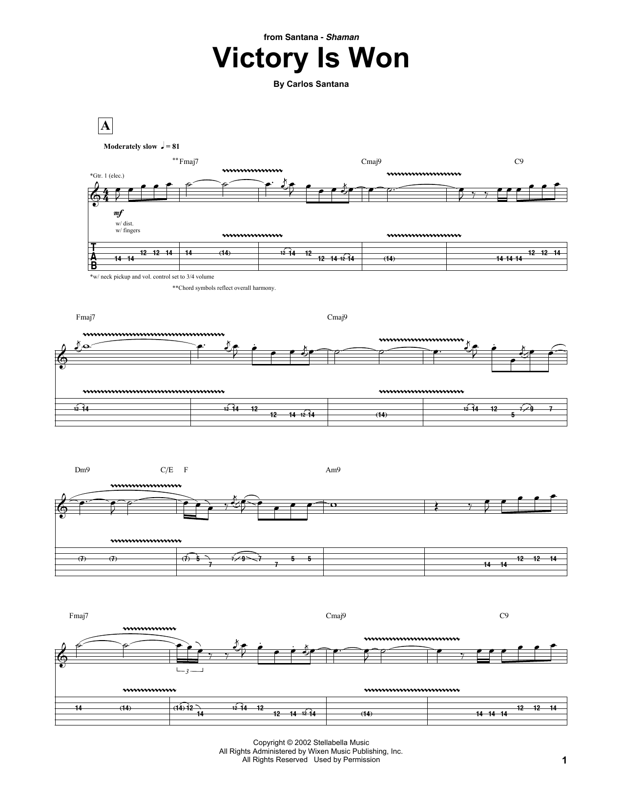 Victory Is Won (Guitar Tab) von Carlos Santana