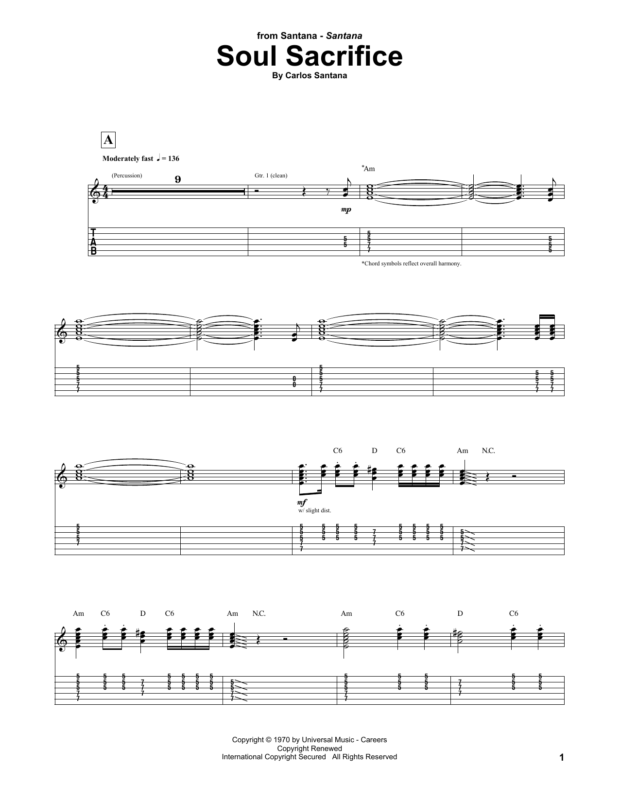 Soul Sacrifice (Guitar Tab) von Santana