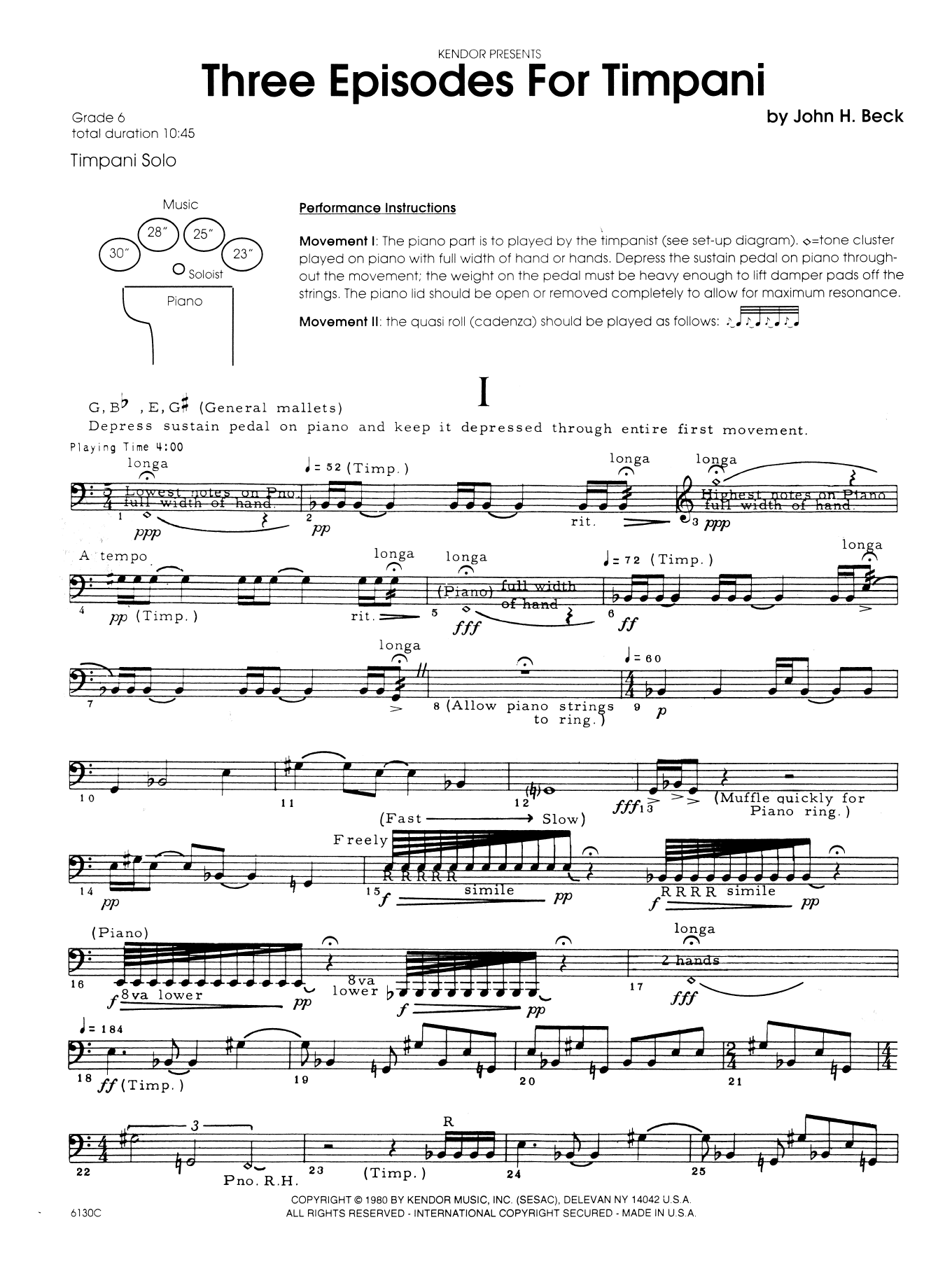 Three Episodes For Timpani (Percussion Solo) von John H. Beck