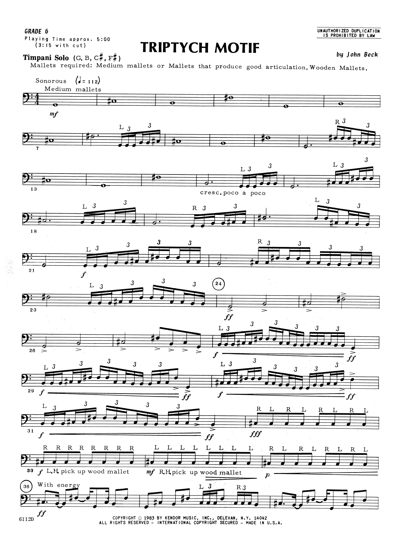 Triptych Motif (Percussion Solo) von John H. Beck