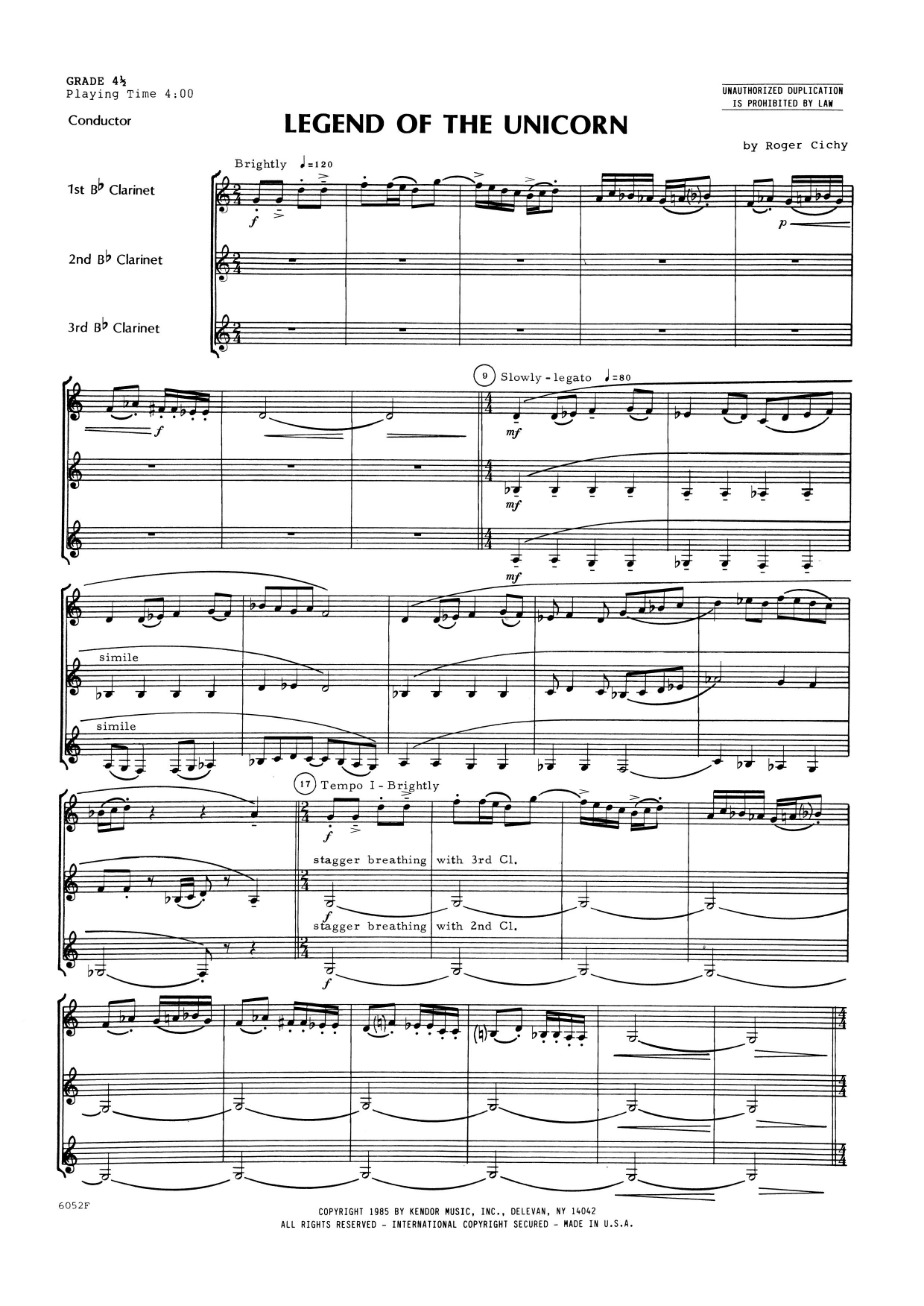 Legend Of The Unicorn - Full Score (Woodwind Ensemble) von Roger Cichy