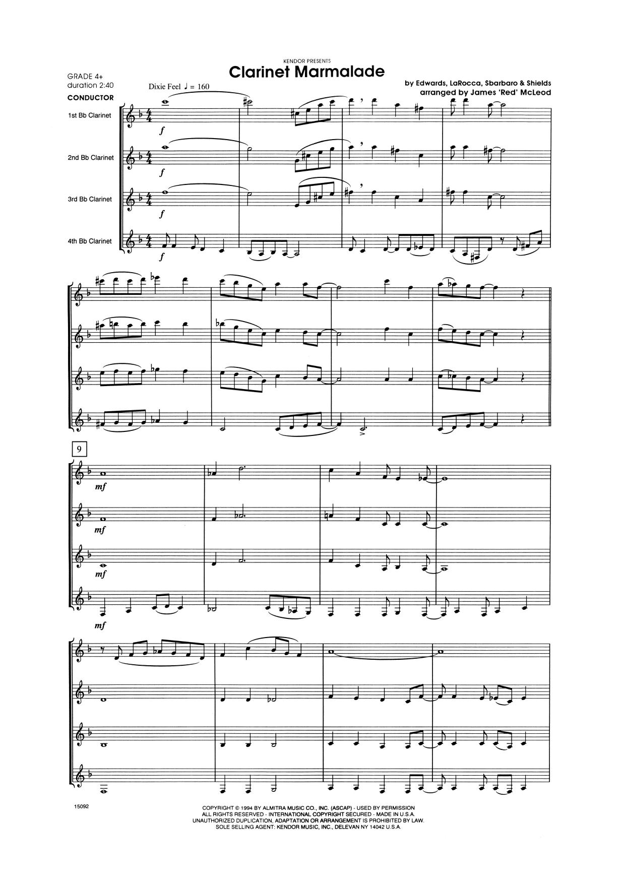Clarinet Marmalade - Full Score (Woodwind Ensemble) von James 'Red' McLoud