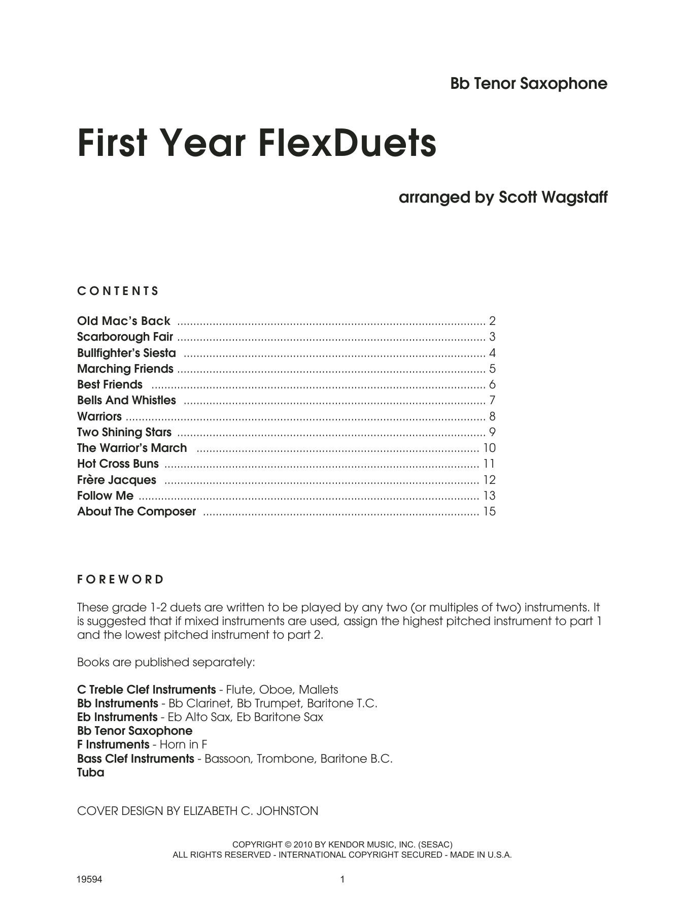 First Year FlexDuets - Bb Tenor Sax (Woodwind Ensemble) von Scott Wagstaff
