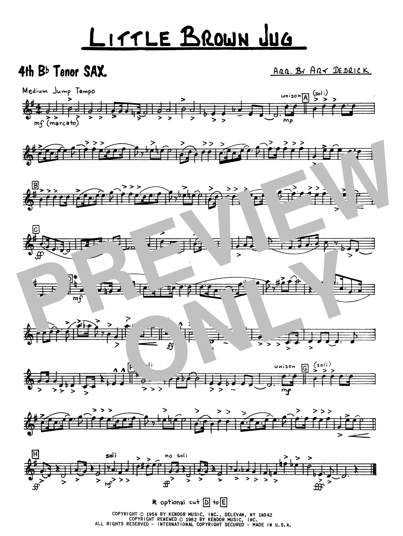 Little Brown Jug - 2nd Bb Tenor Saxophone (Jazz Ensemble) von Art Dedrick