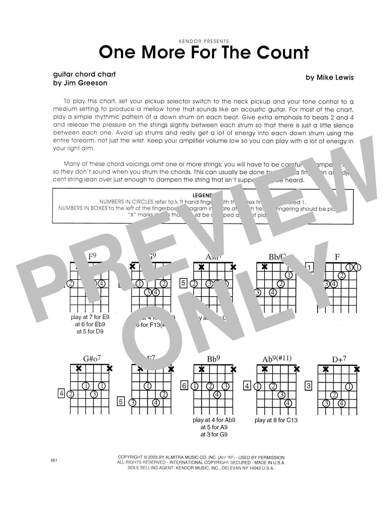 One More For The Count - Guitar Chord Chart (Jazz Ensemble) von Mike Lewis