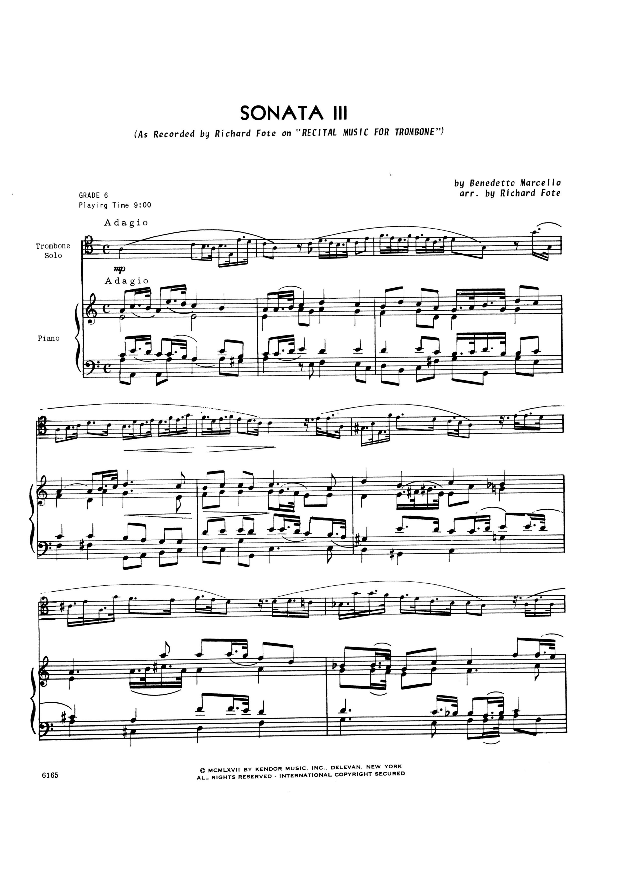 Sonata Iii - Piano Accompaniment (Brass Solo) von Richard Fote