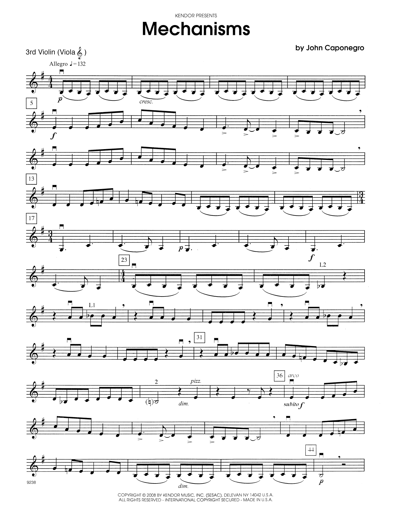 Mechanisms - Violin 3 (Viola T.C.) (Orchestra) von John Caponegro