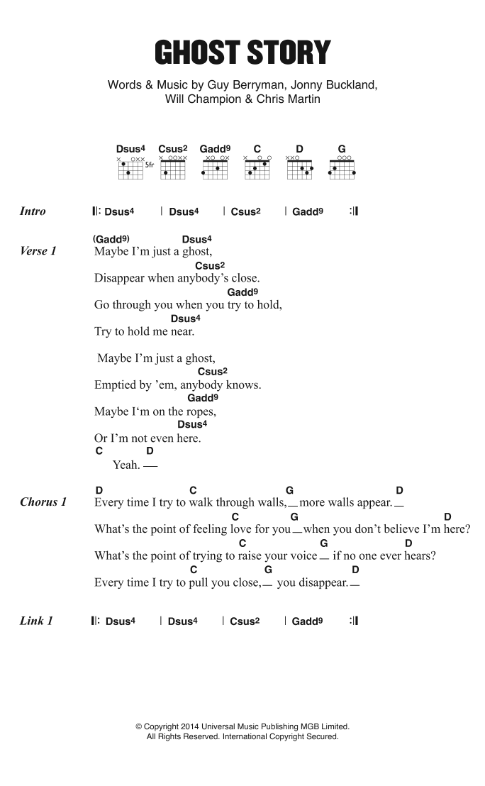 Ghost Story (Guitar Chords/Lyrics) von Coldplay