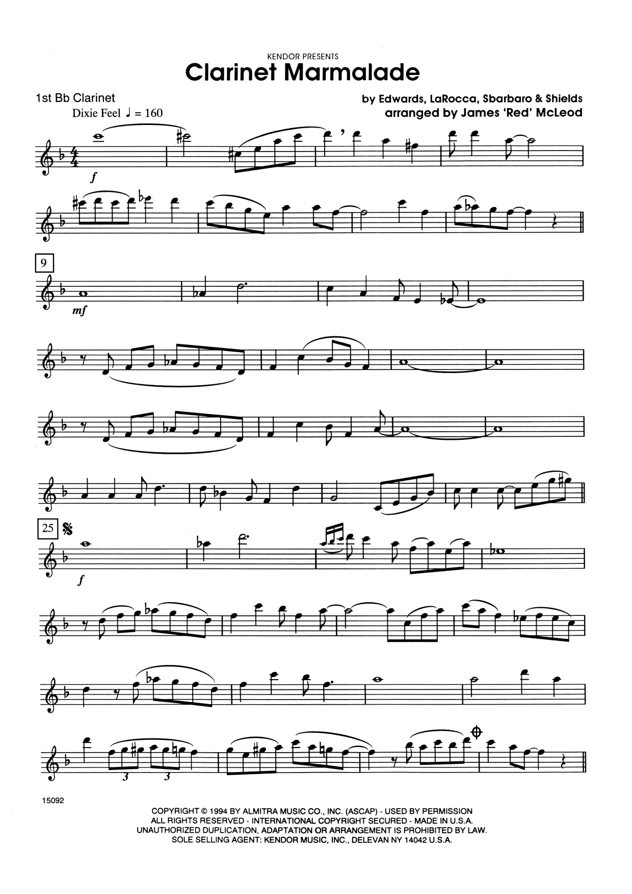 Clarinet Marmalade - 1st Bb Clarinet (Woodwind Ensemble) von James 'Red' McLoud