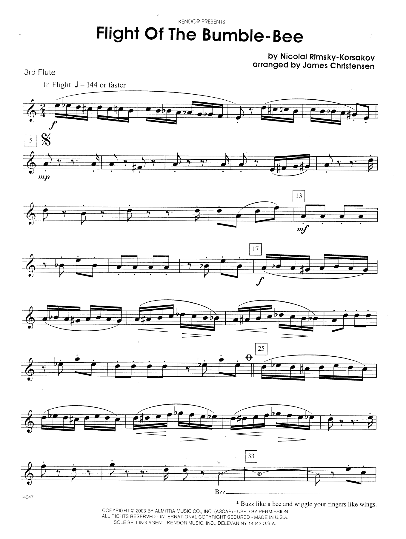 Flight Of The Bumble-Bee - 3rd C Flute (Woodwind Ensemble) von James Christensen