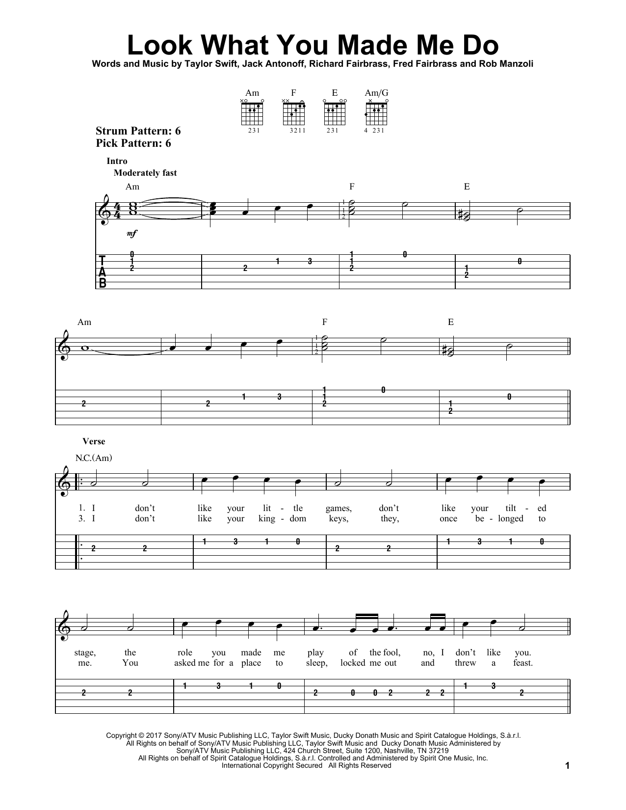 Look What You Made Me Do (Easy Guitar Tab) von Taylor Swift