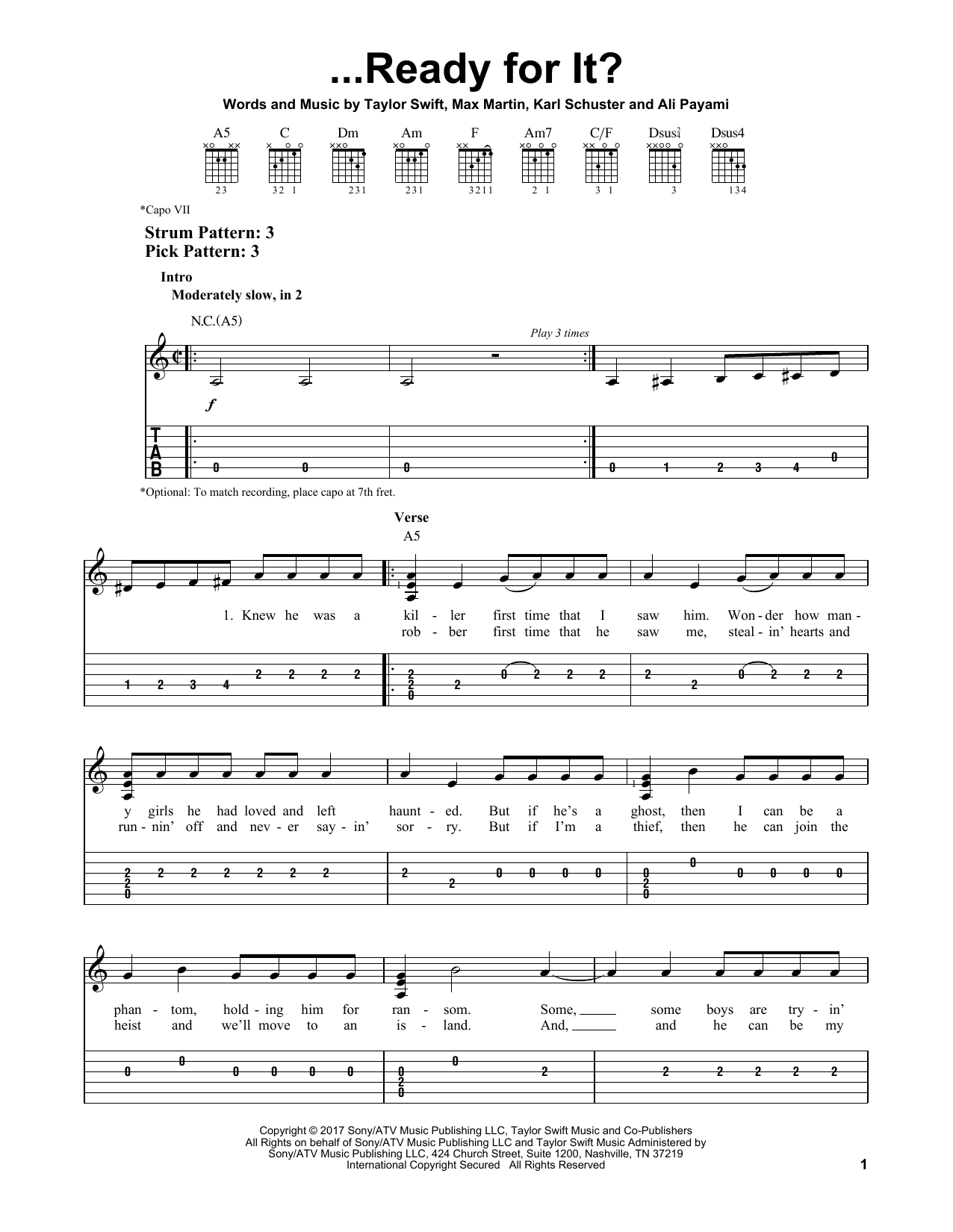 ...Ready For It? (Easy Guitar Tab) von Taylor Swift