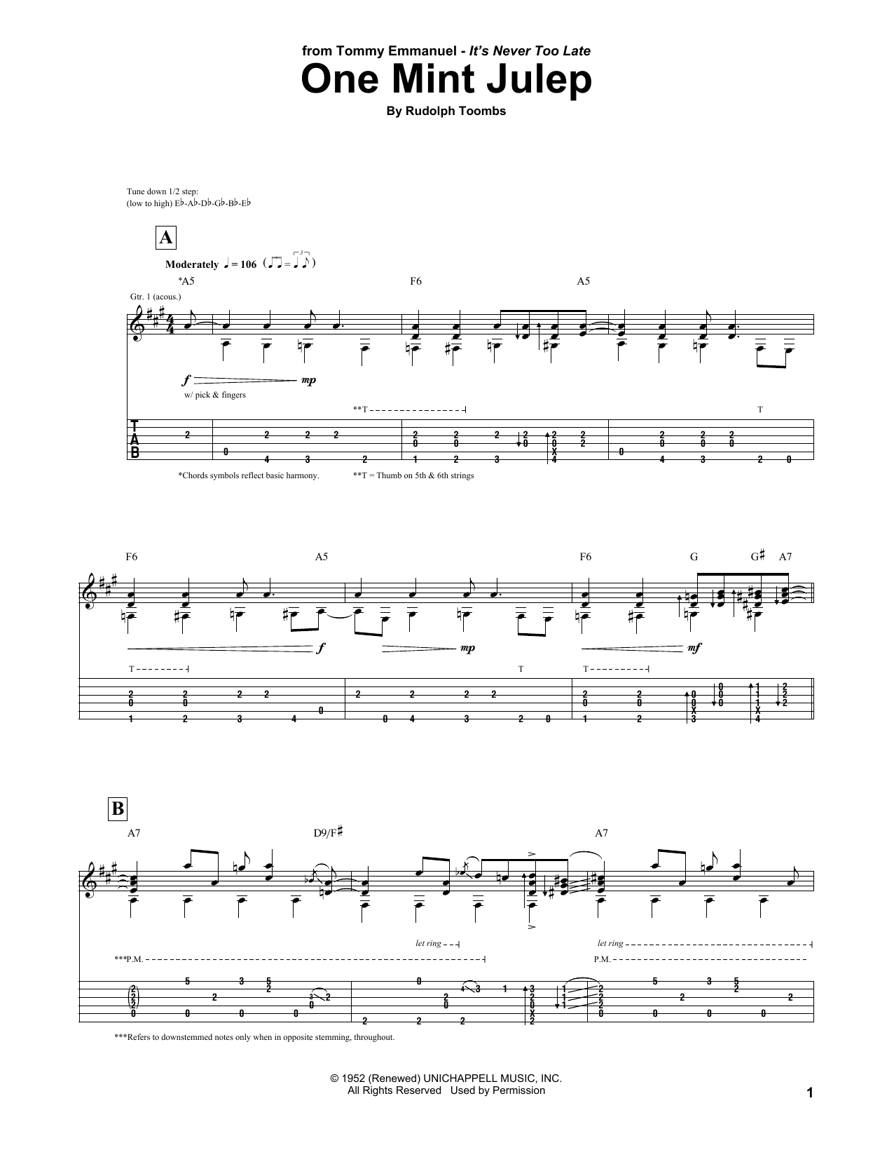 One Mint Julep (Guitar Tab) von Tommy Emmanuel