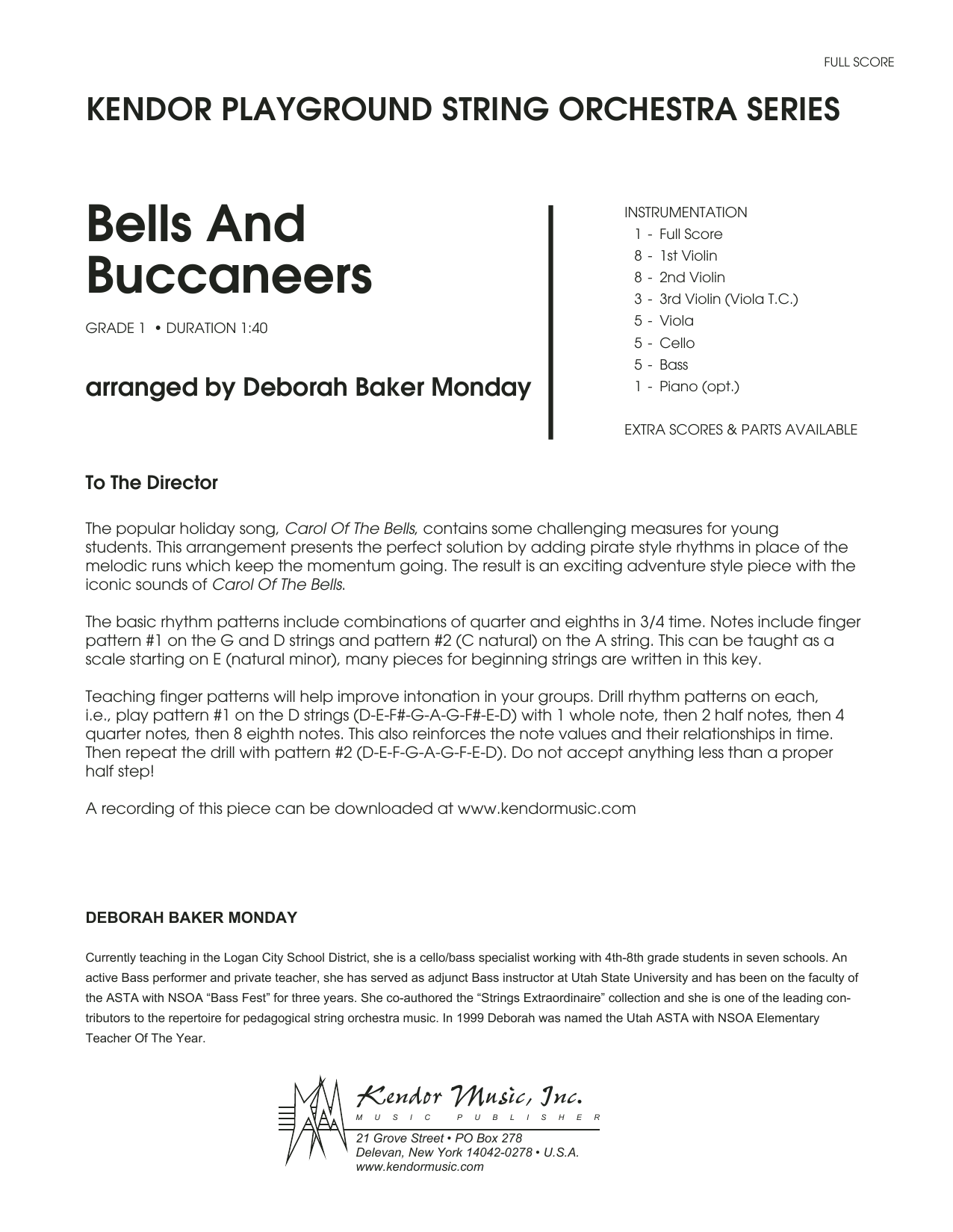Bells And Buccaneers - Full Score (Orchestra) von Deborah Baker Monday
