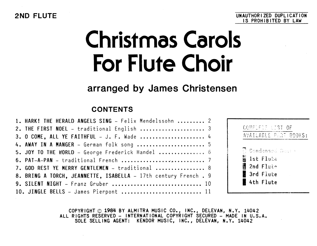 Christmas Carols For Flute Choir (2nd Flute) (Woodwind Ensemble) von James Christensen