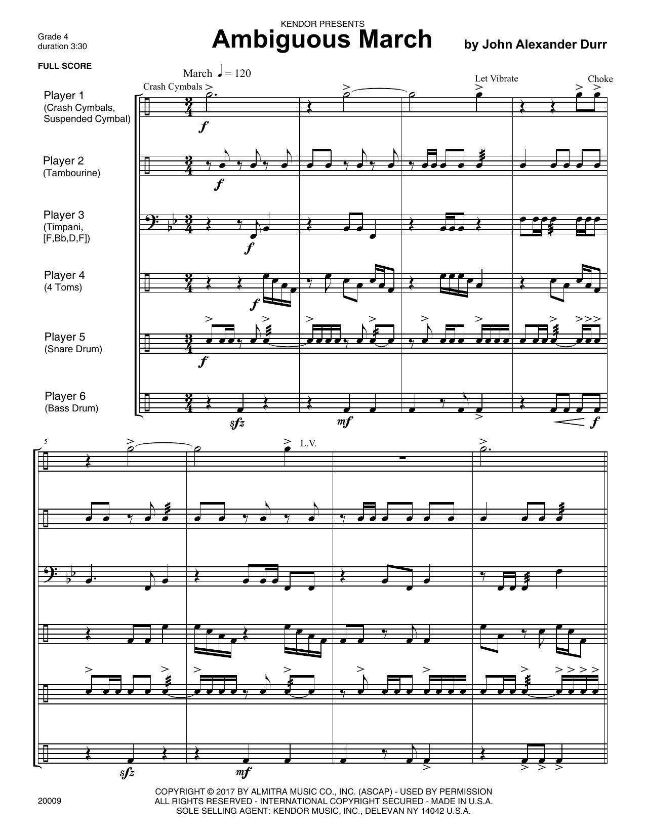 Ambiguous March - Full Score (Percussion Ensemble) von John Alexander Durr