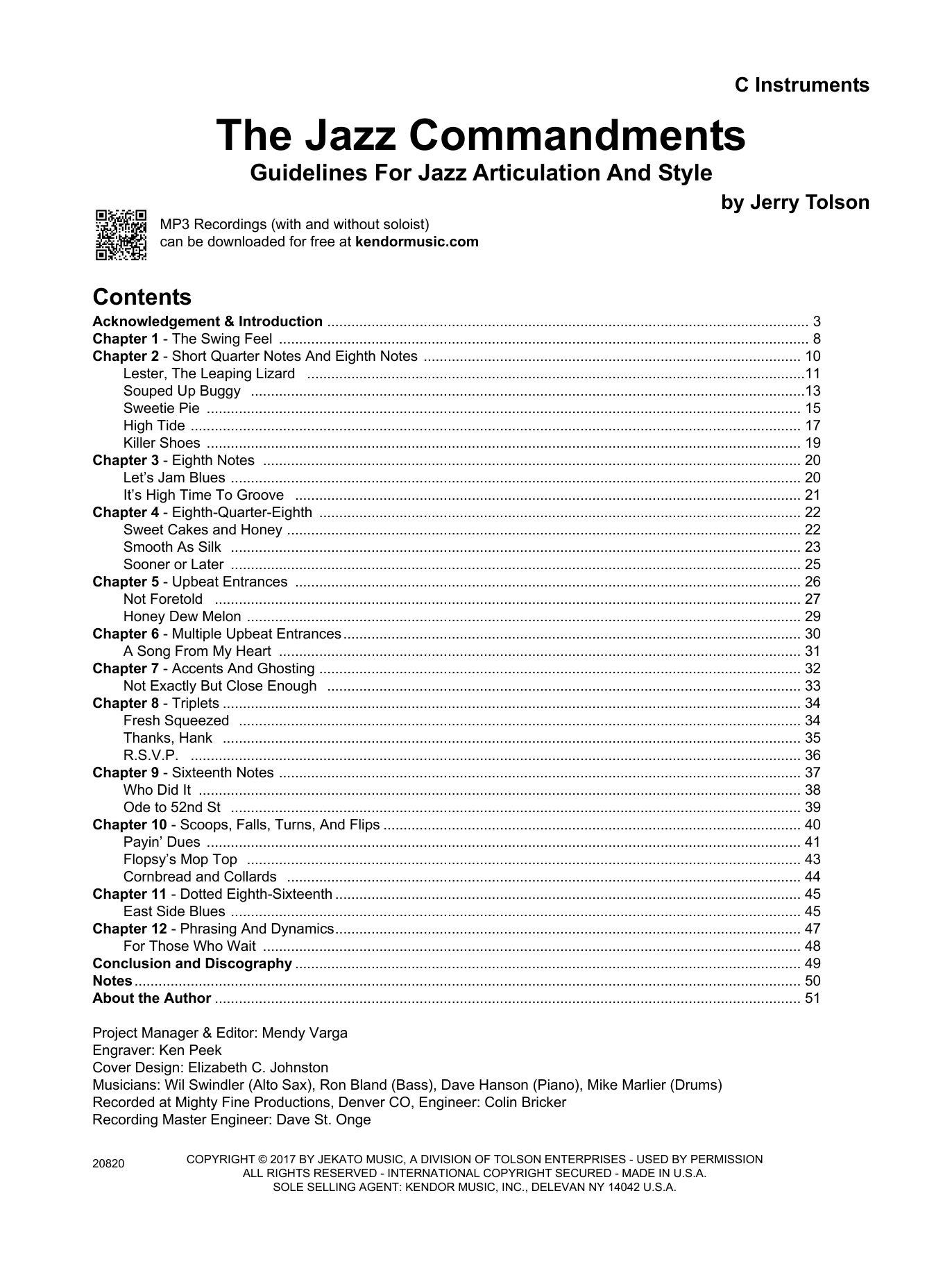 The Jazz Commandments (Guidelines For Jazz Articulation And Style) - C Treble Clef Instruments (Instrumental Method) von Jerry Tolson