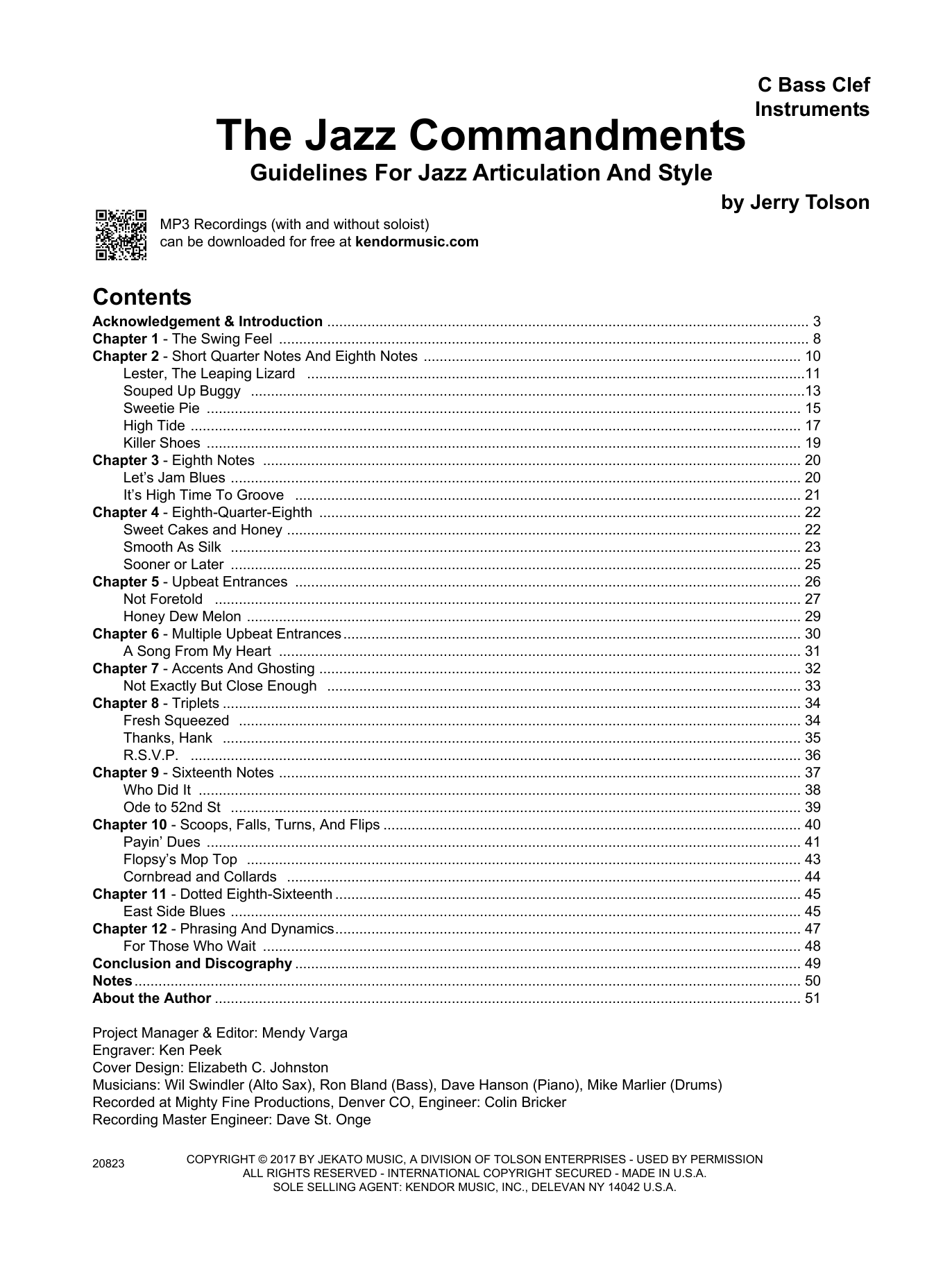 The Jazz Commandments (Guidelines For Jazz Articulation And Style) - C Bass Clef Instruments (Instrumental Method) von Jerry Tolson