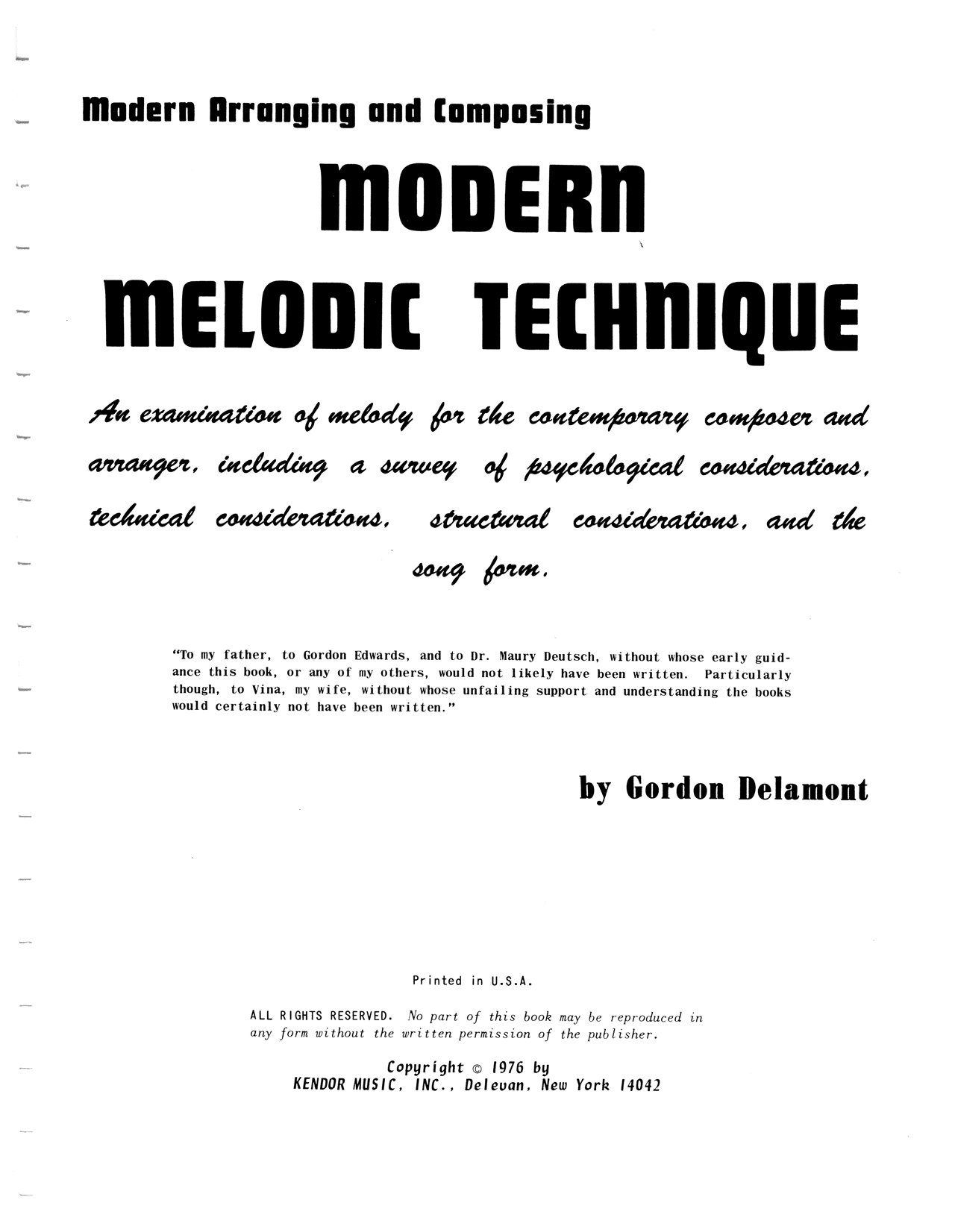 Modern Melodic Technique (Instrumental Method) von Gordon Delamont