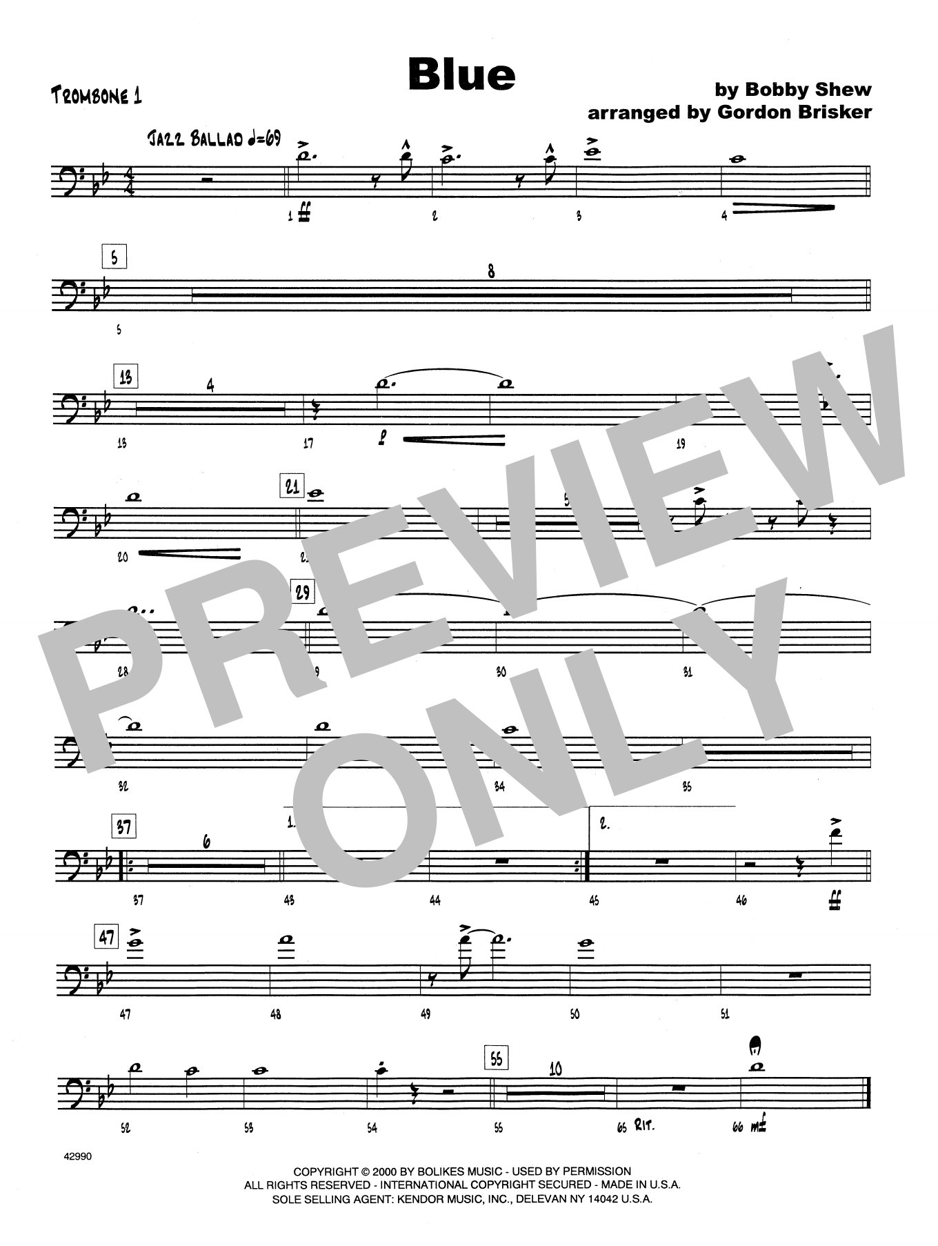 Blue - 1st Trombone (Jazz Ensemble) von Bobby Shew